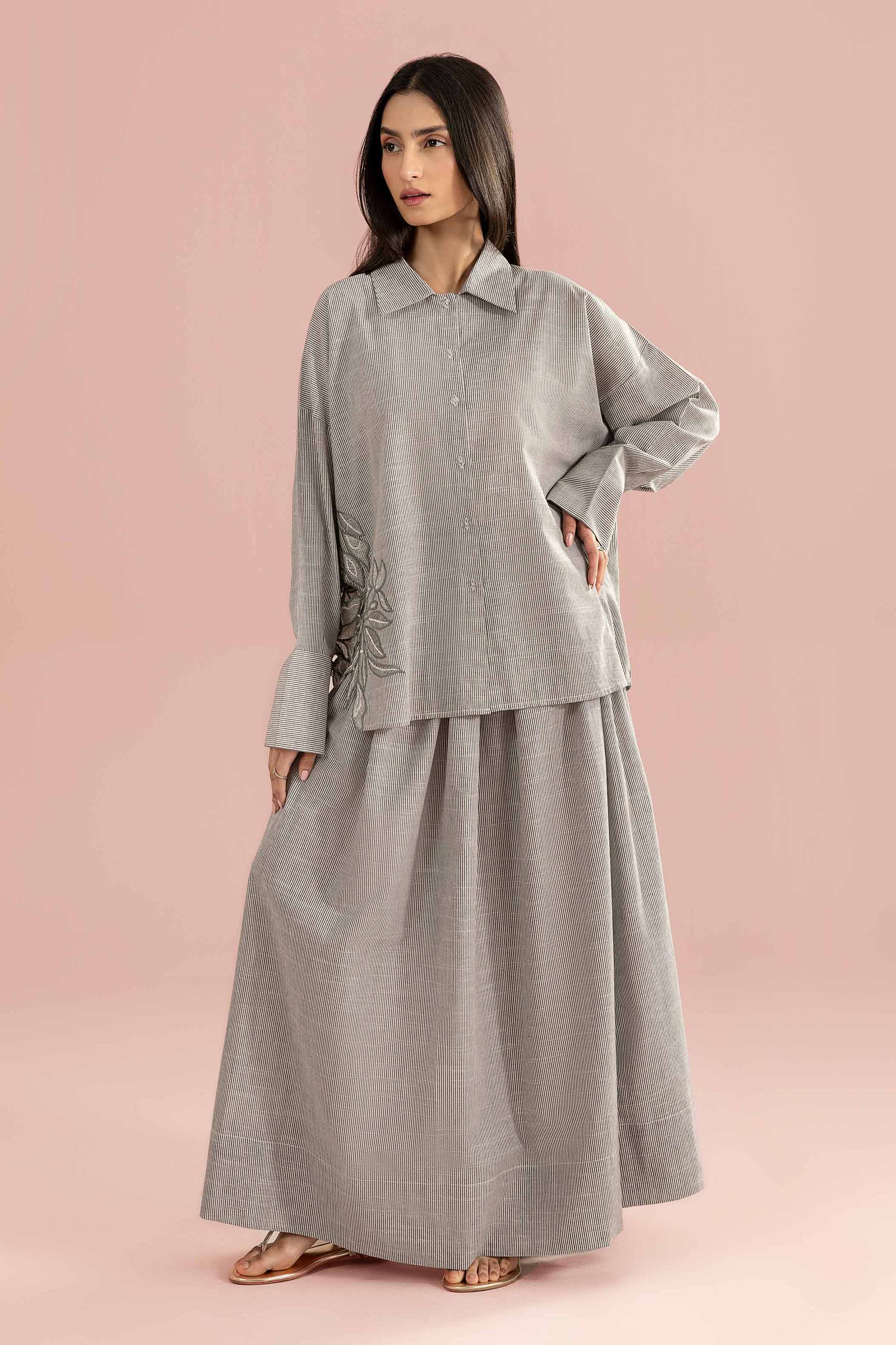 2 Piece - Embroidered Suit - AS26-29 Black Cotton 2PC Embroidered READY TO WEAR