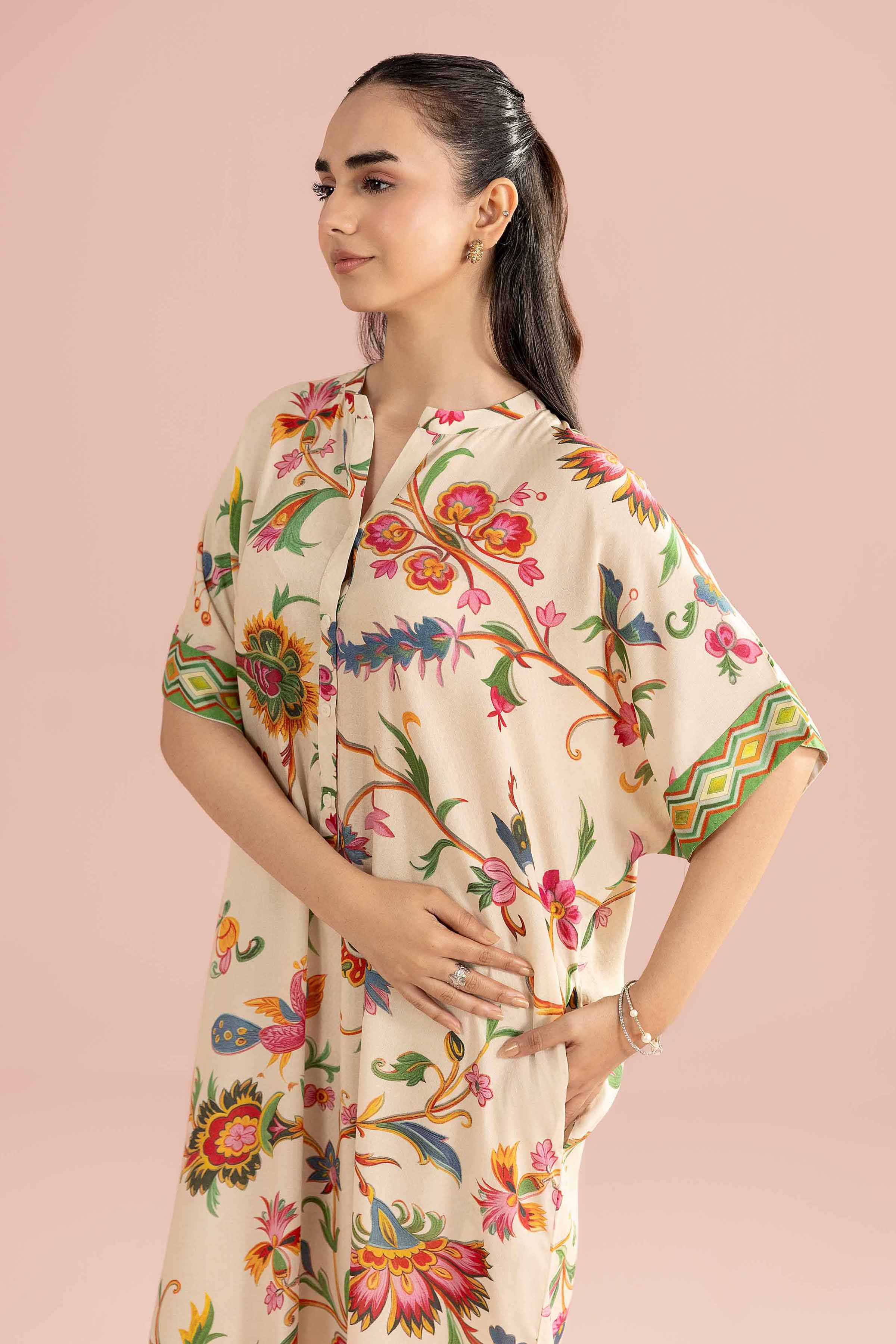 Printed Shirt - AS26-36 Beige Dobby 1PC Printed READY TO WEAR