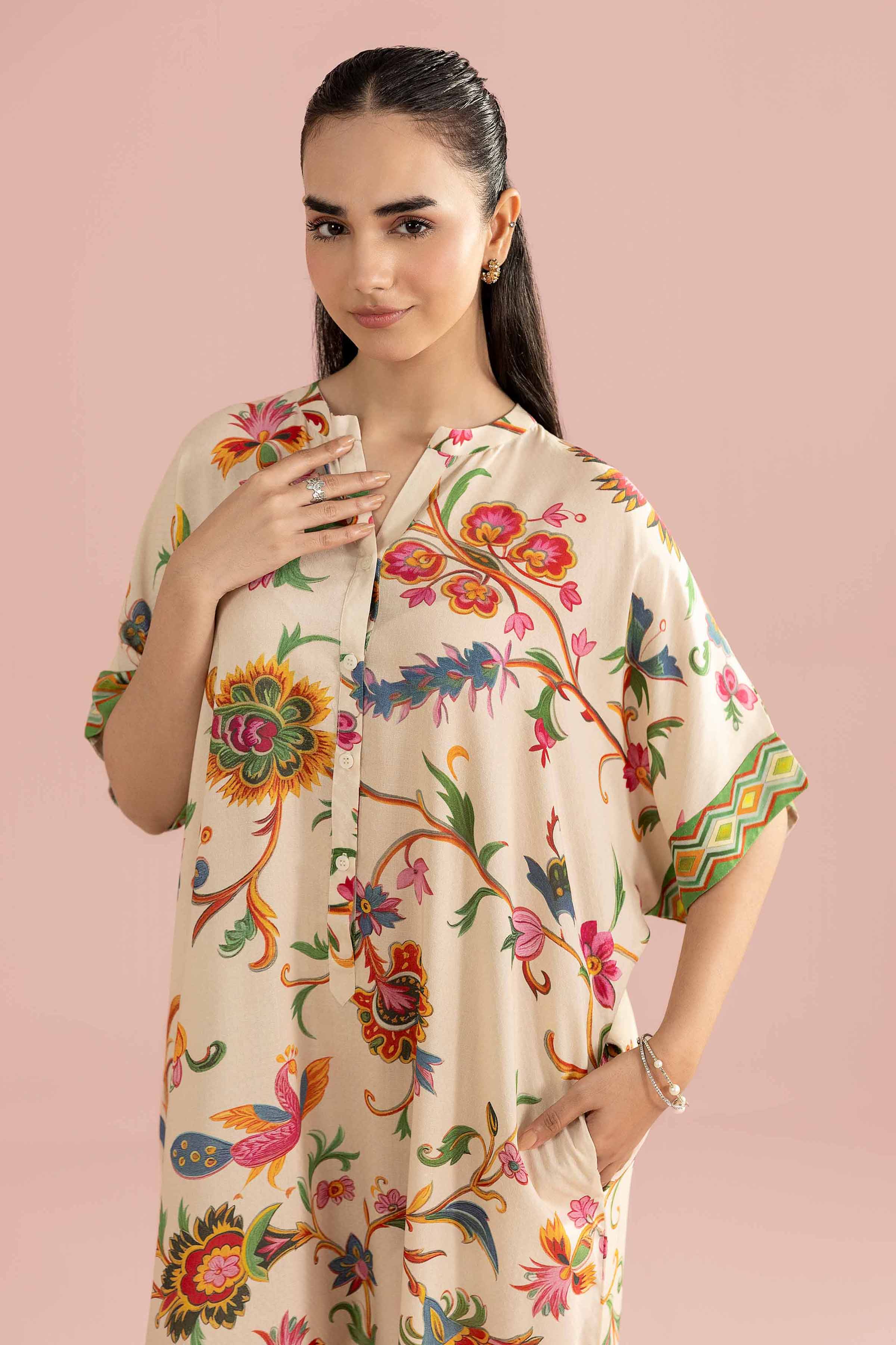 Printed Shirt - AS26-36 Beige Dobby 1PC Printed READY TO WEAR