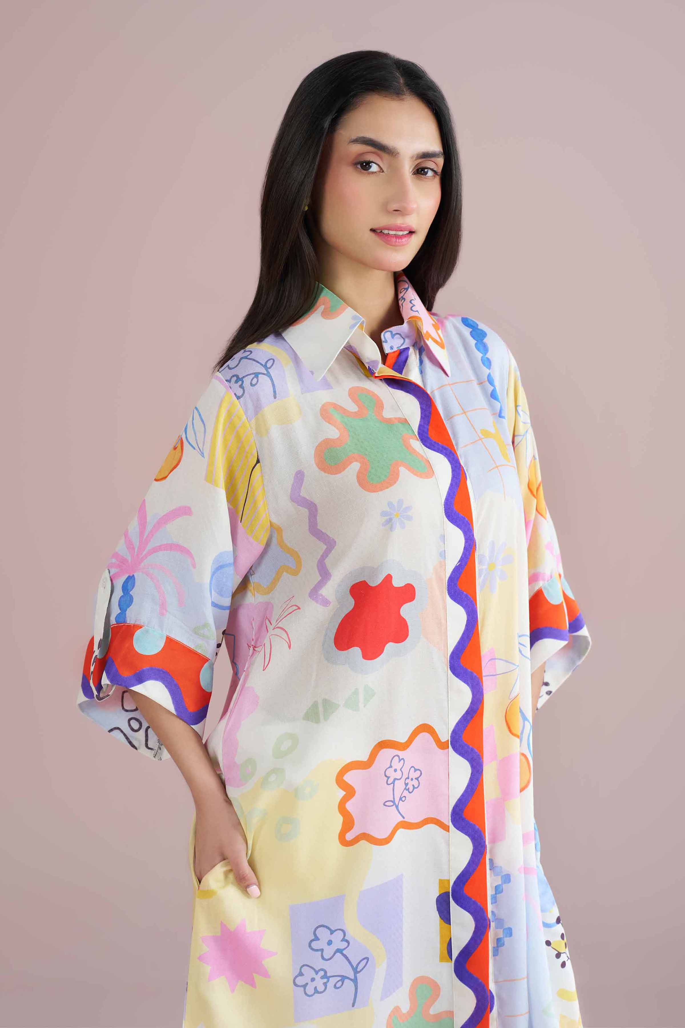 Printed Dress - AS26-37 Multi Dobby 1PC Printed READY TO WEAR