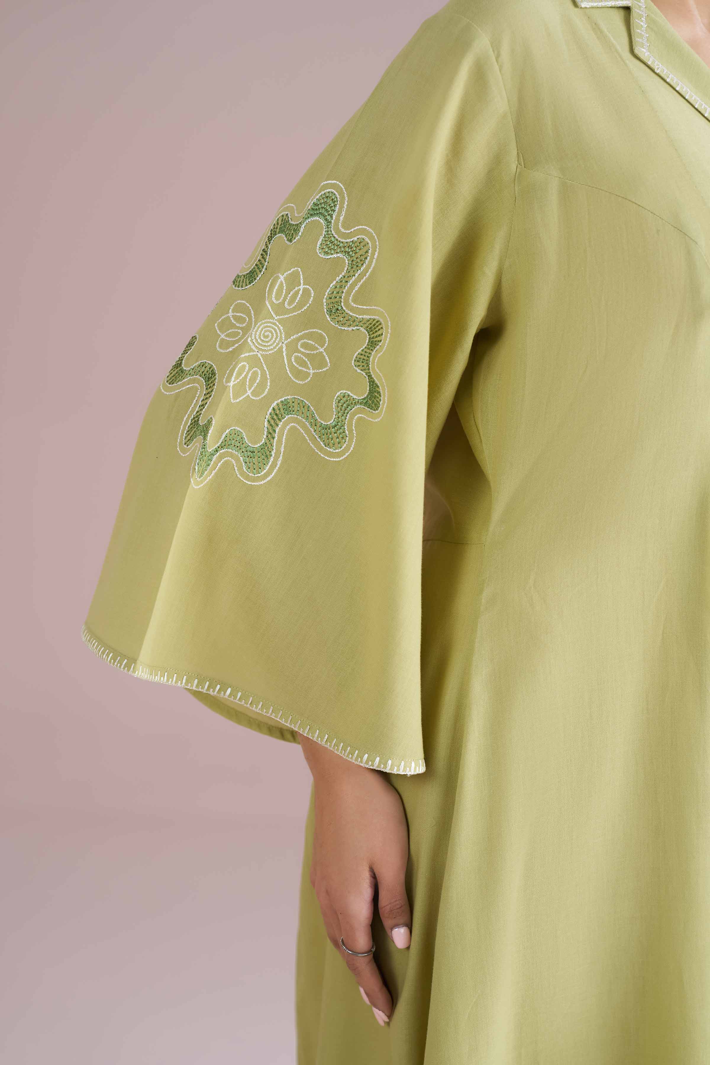 Embroidered Dress - AS26-41 Green Cambric 1PC Embroidered