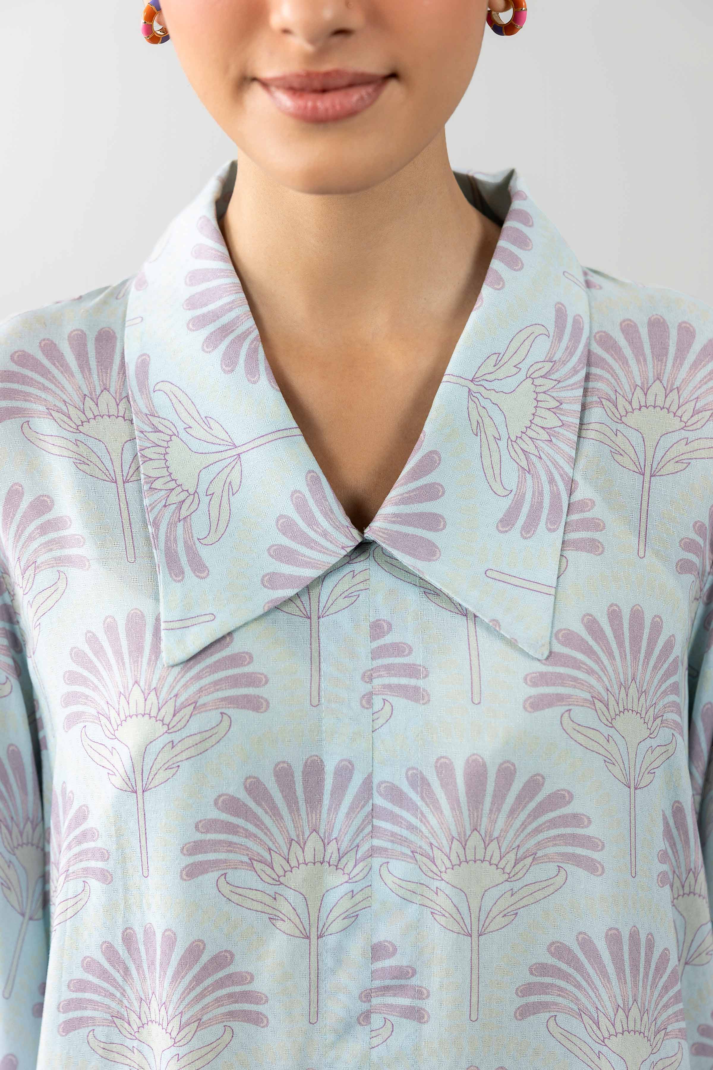 Printed Dress - AS26-52 Blue Modal 1PC Printed READY TO WEAR