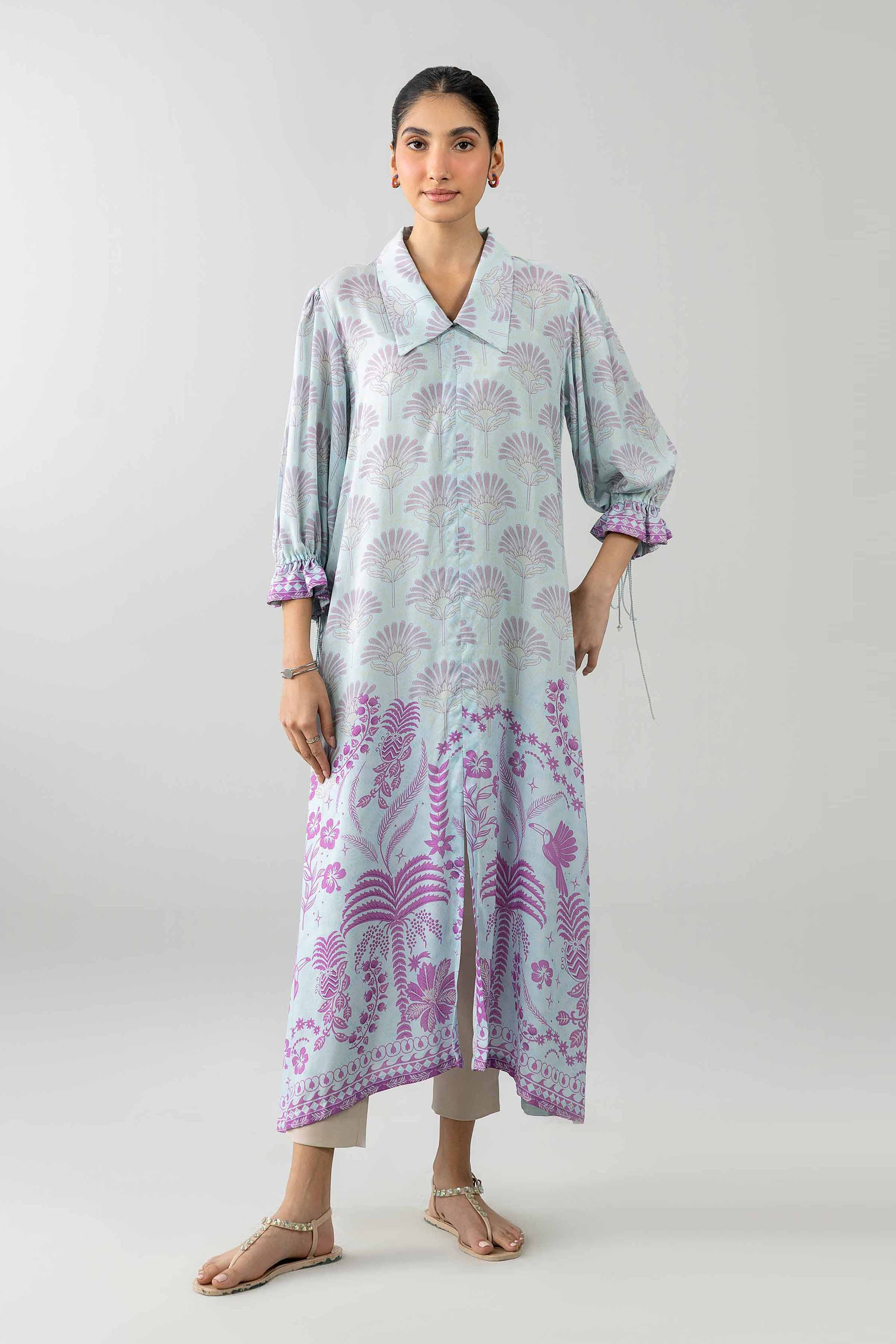 Printed Dress - AS26-52 Blue Modal 1PC Printed READY TO WEAR