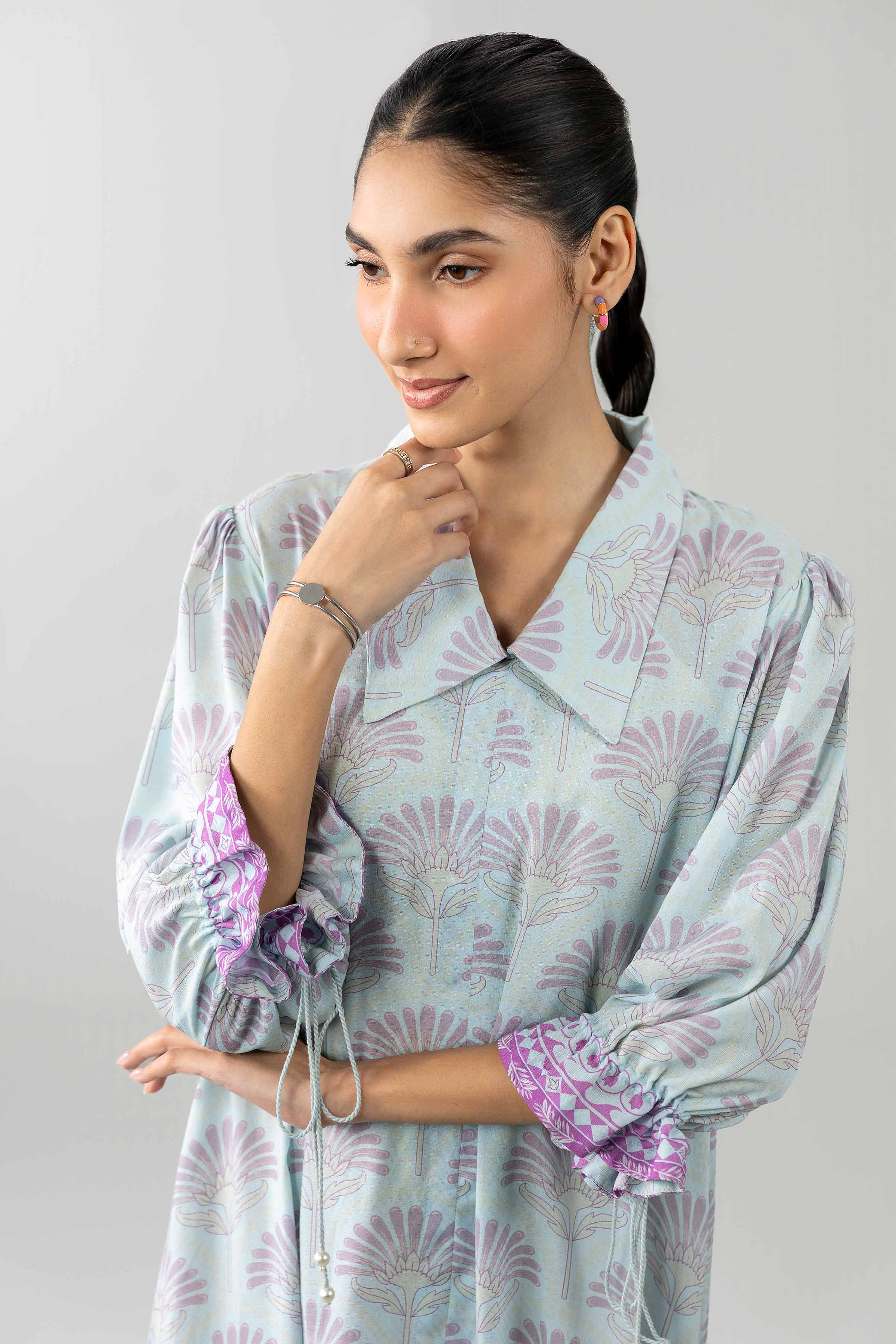 Printed Dress - AS26-52 Blue Modal 1PC Printed READY TO WEAR