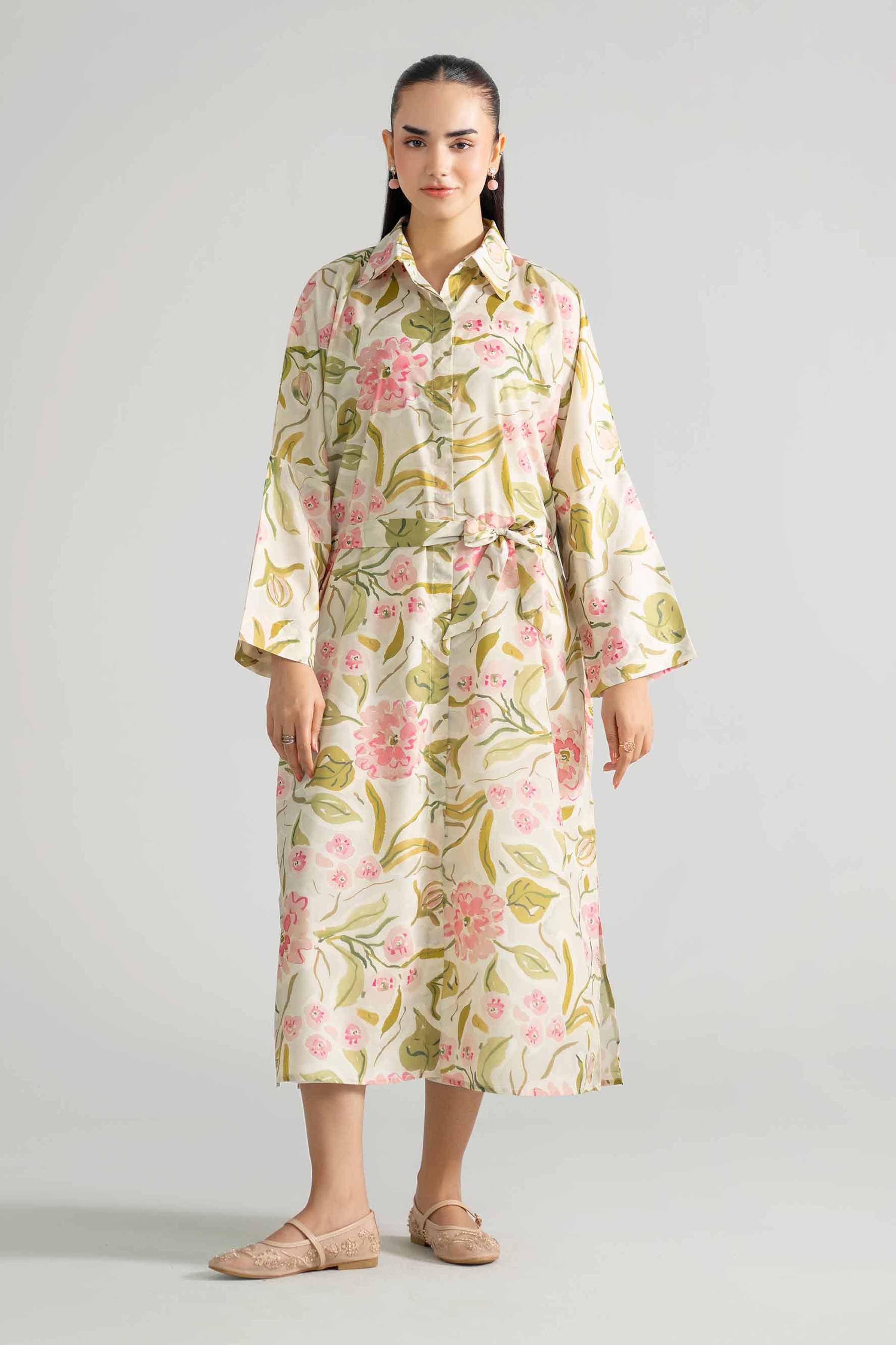 Printed Shirt - AS26-61 Green Silk 1PC Printed READY TO WEAR