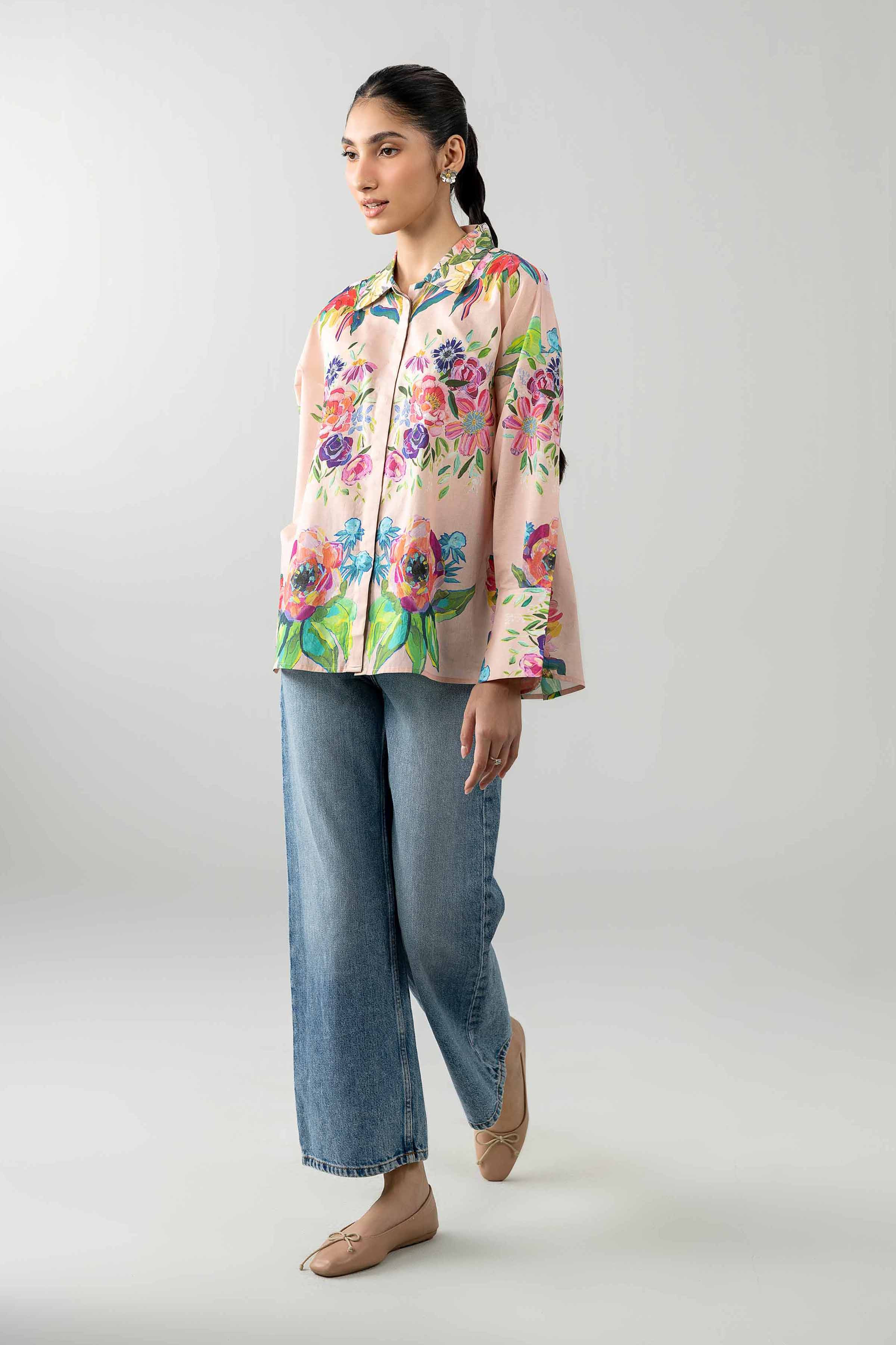 Printed Shirt - AS26-64 Pink Cambric 1PC Printed READY TO WEAR