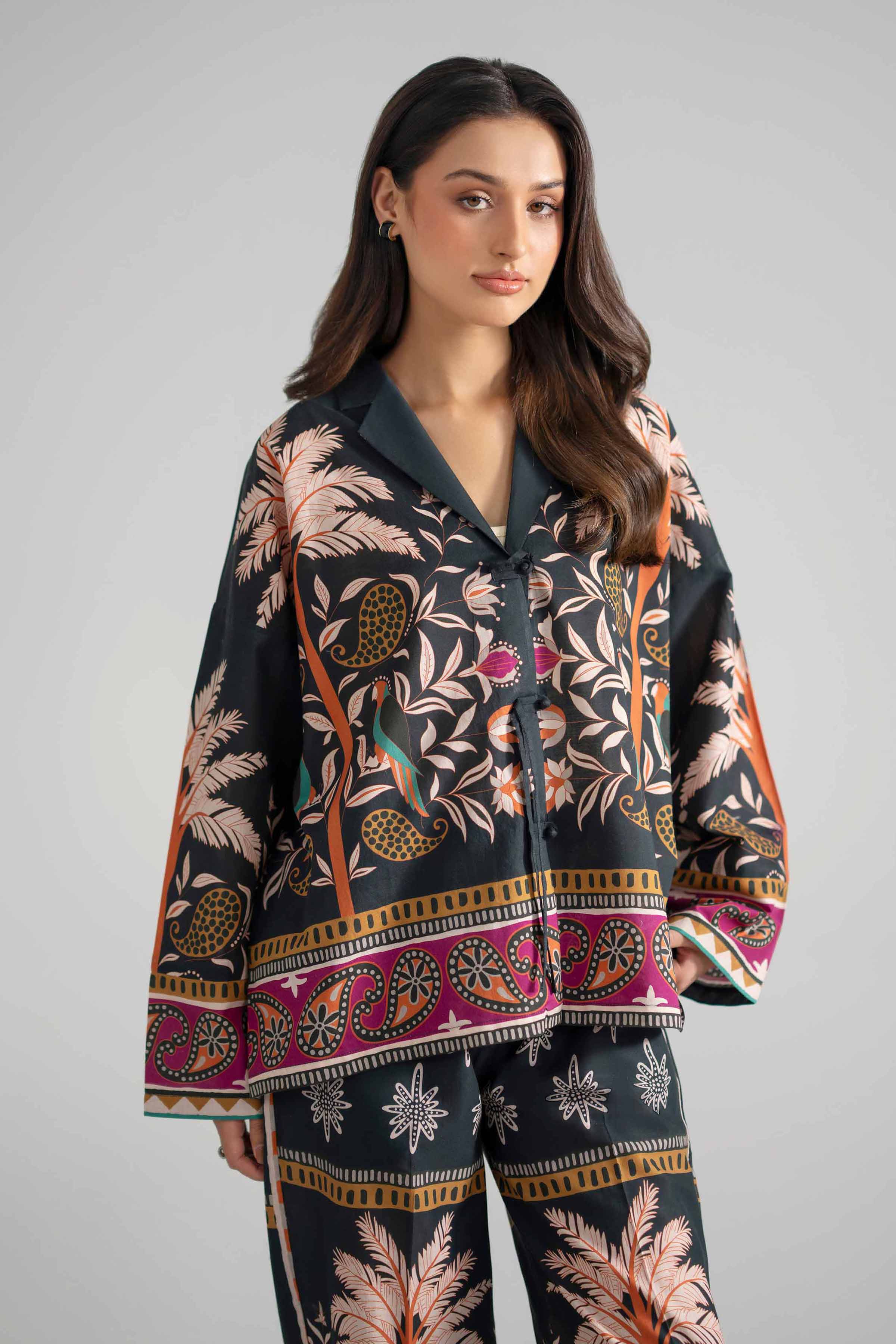 2 Piece - Printed Suit - AS26-65 Black Cambric 2PC Printed READY TO WEAR