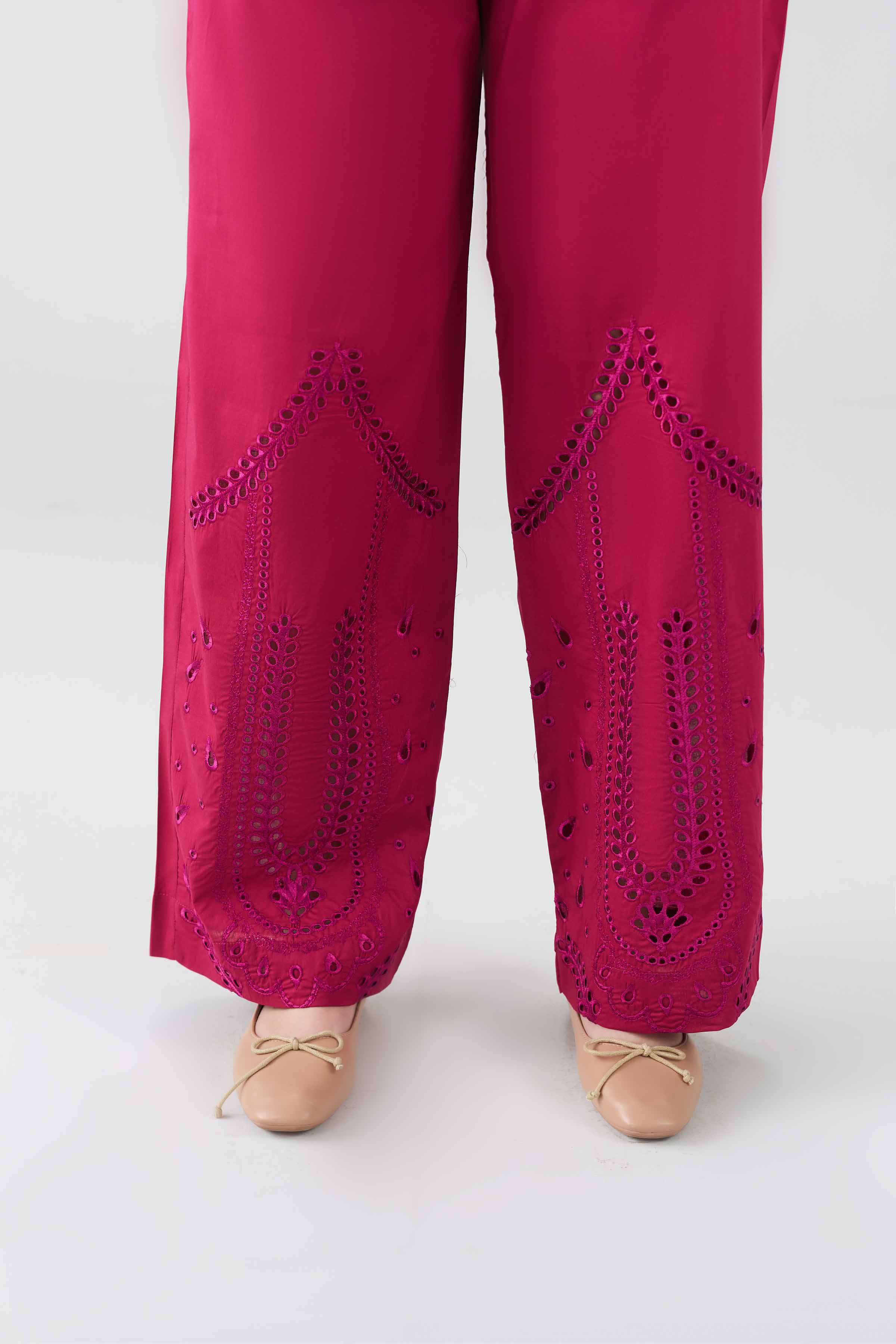 2 Piece - Embroidered Suit - AS26-69 Pink Cambric 2PC Embroidered READY TO WEAR
