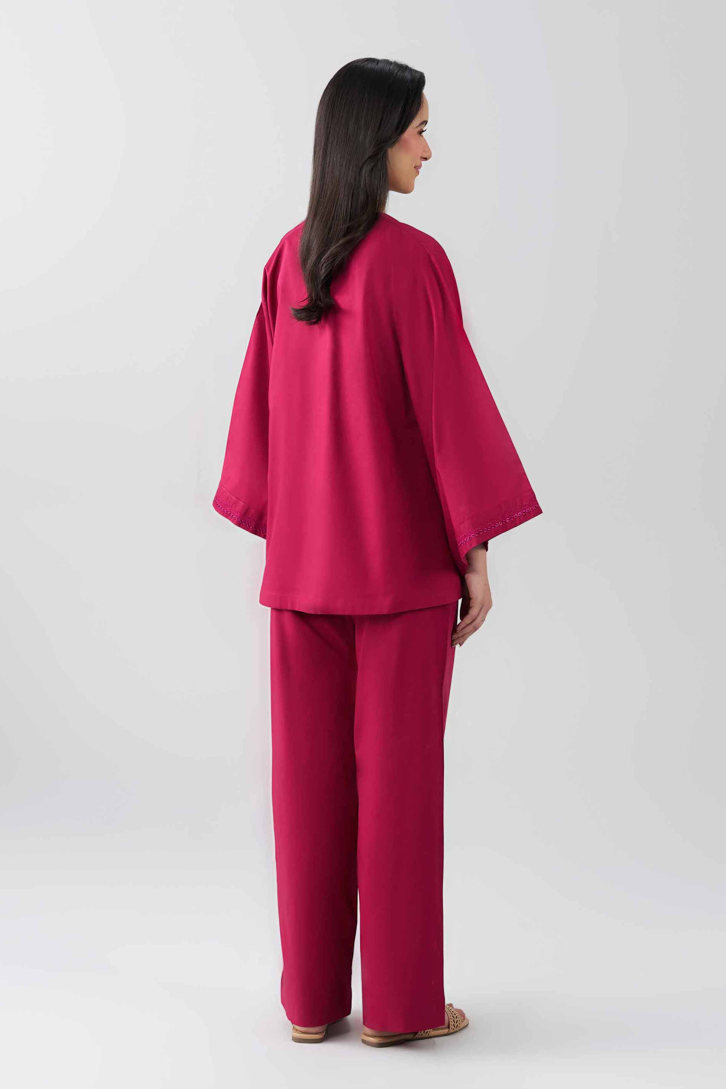 2 Piece - Embroidered Suit - AS26-69 Pink Cambric 2PC Embroidered READY TO WEAR