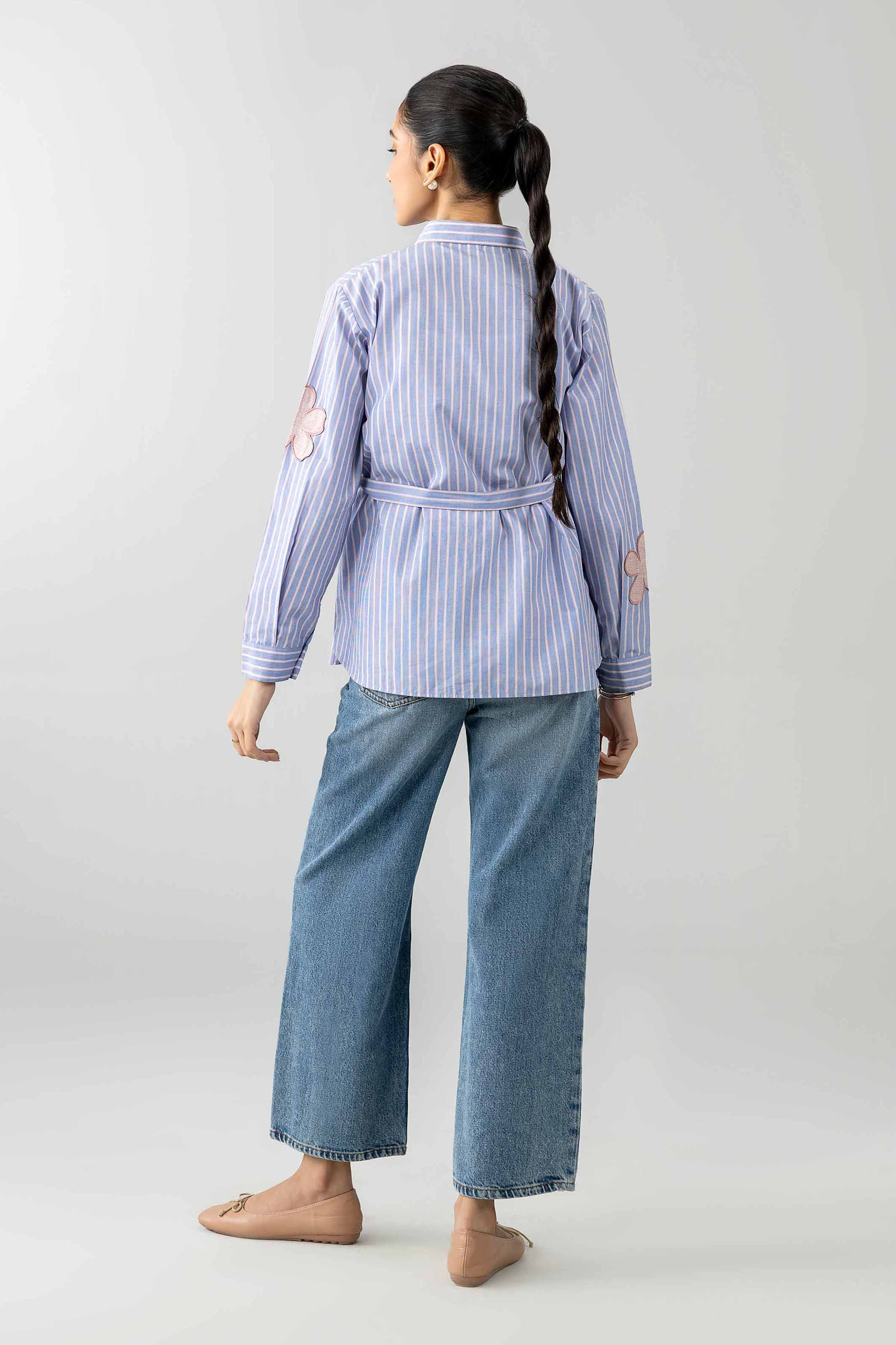 Printed Embroidered Shirt - AS26-71 Blue Cotton 1PC Embroidered READY TO WEAR