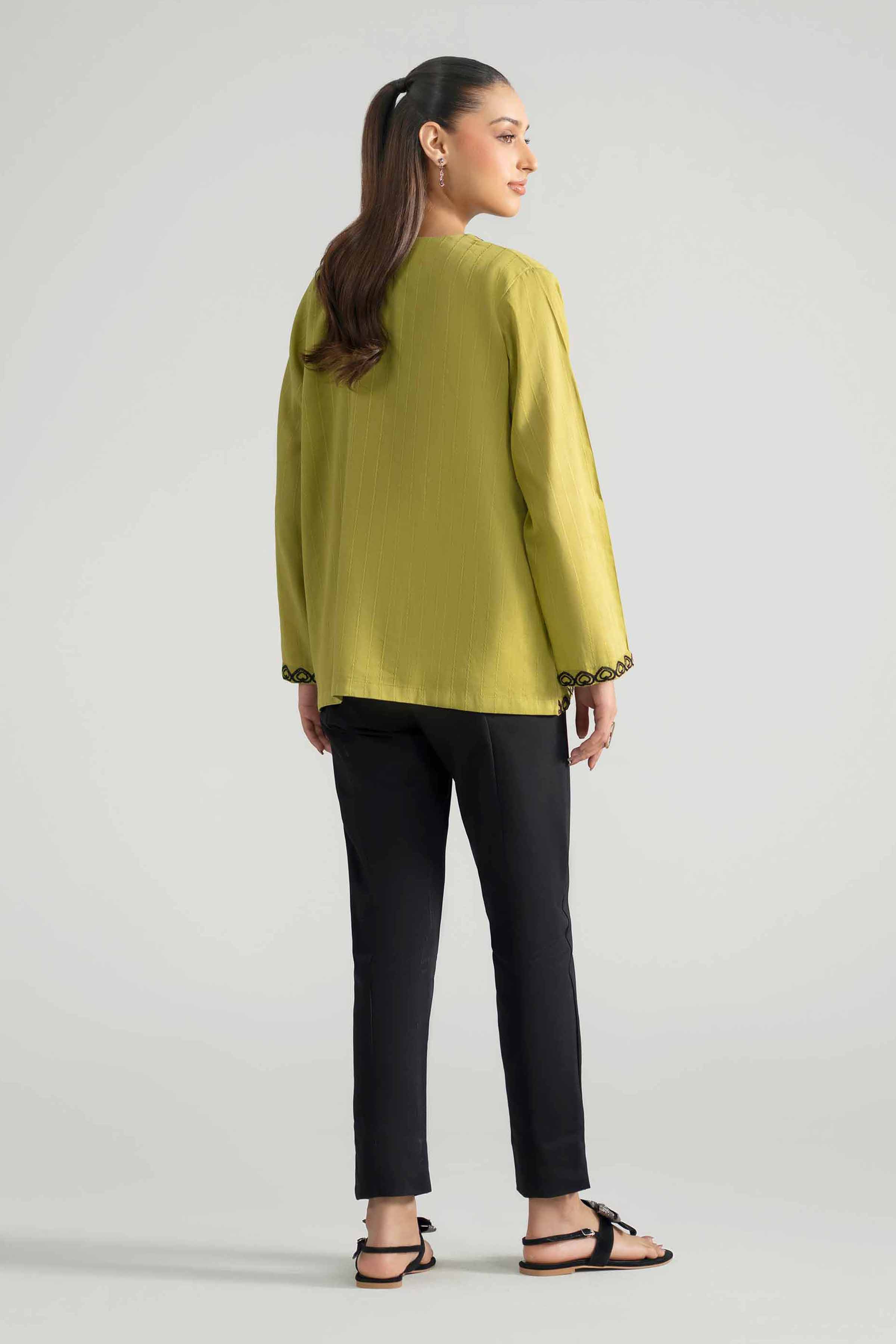 Embroidered Tunic - AS26-73 Green Leno Kara 1PC Embroidered READY TO WEAR