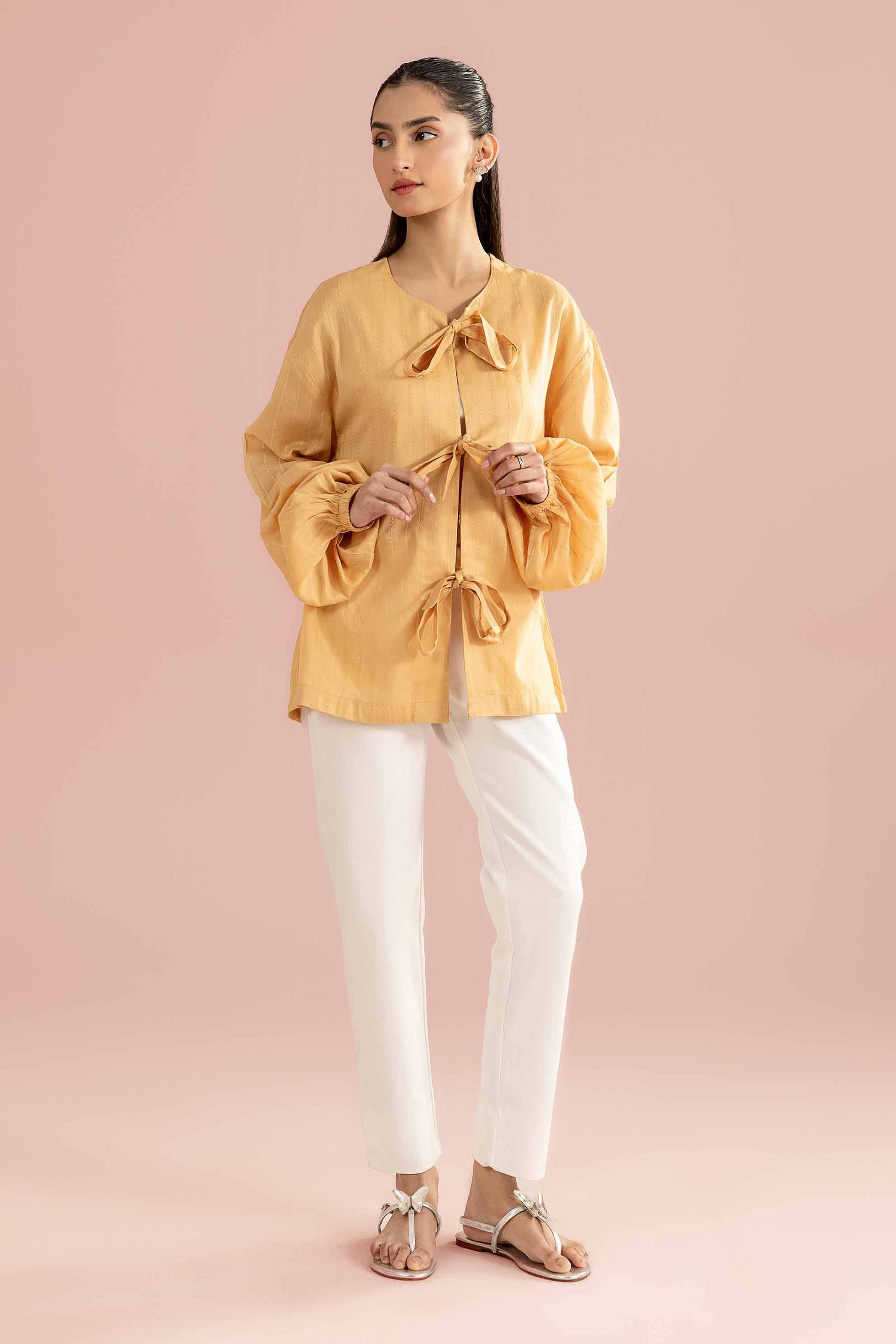 Embroidered Shirt - AS26-89 Beige Leno Kara 1PC Embroidered READY TO WEAR