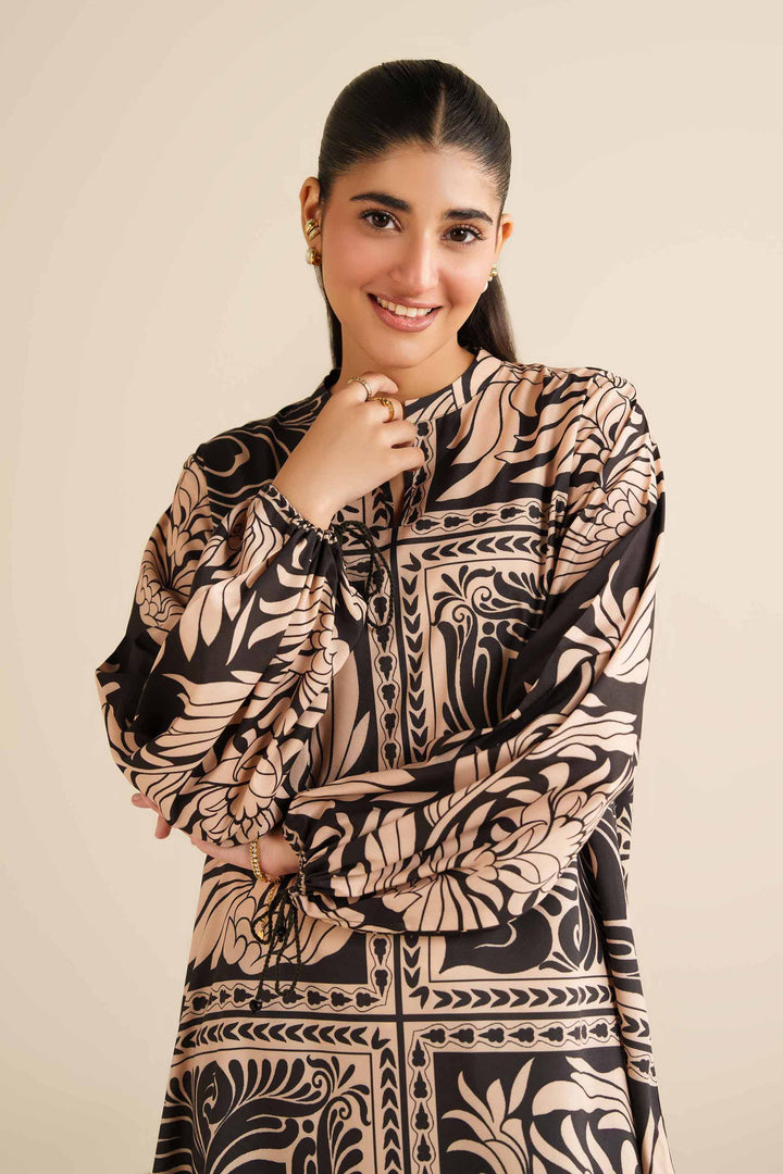 NISHATUAE - Black Printed Silk Ready to wear Tunic