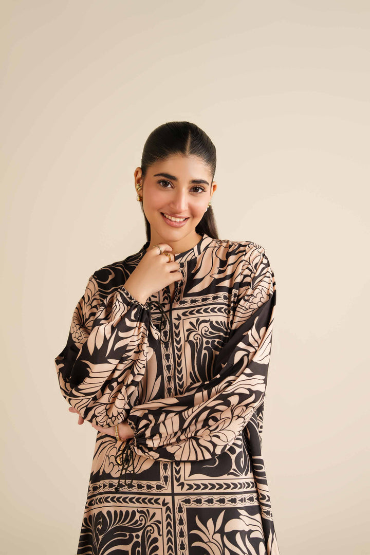 NISHATUAE - Black Printed Silk Ready to wear Tunic