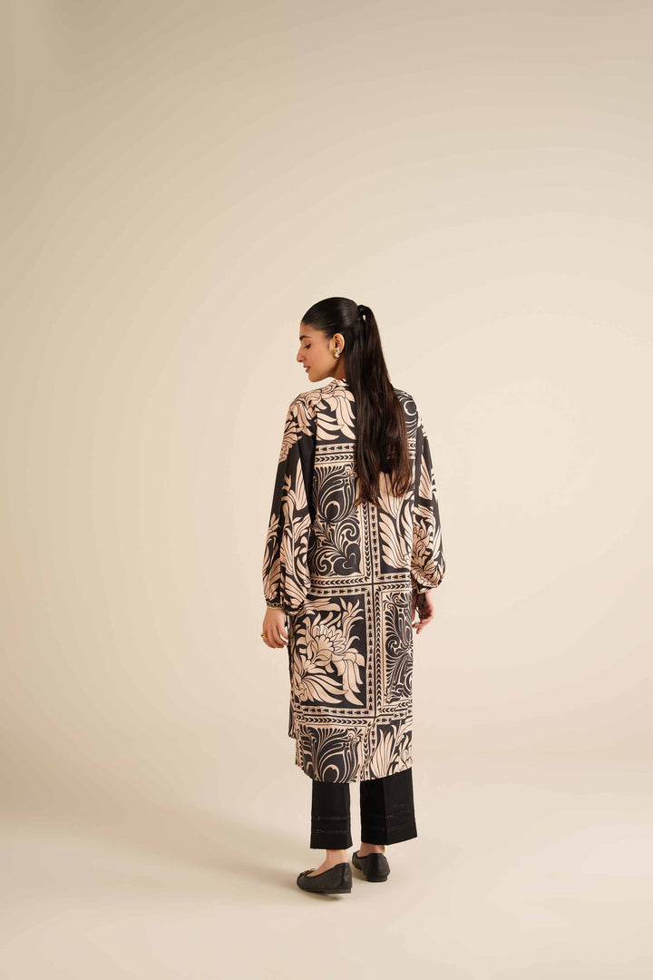 NISHATUAE - Black Printed Silk Ready to wear Tunic