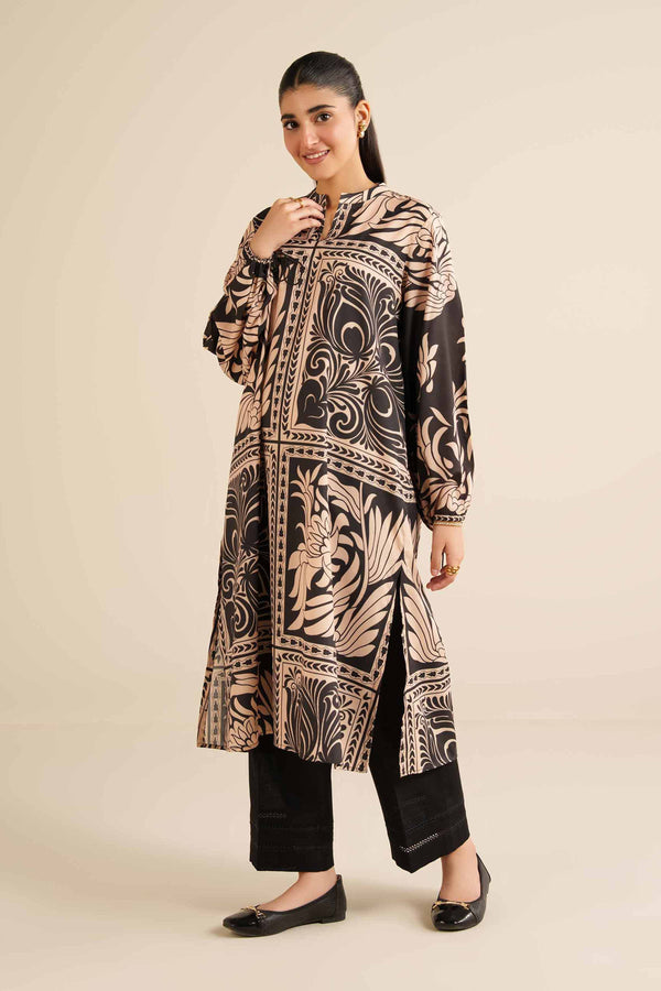 NISHATUAE - Black Printed Silk Ready to wear Tunic