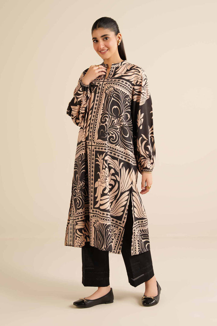 NISHATUAE - Black Printed Silk Ready to wear Tunic