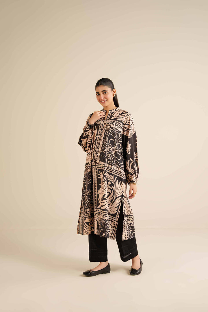 NISHATUAE - Black Printed Silk Ready to wear Tunic