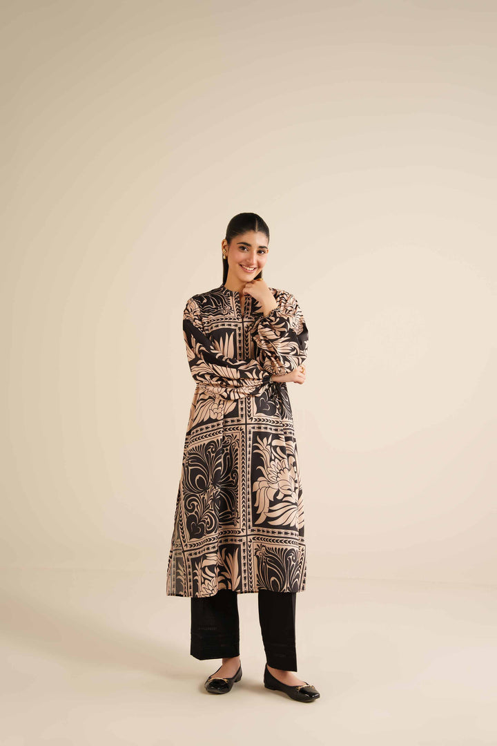 NISHATUAE - Black Printed Silk Ready to wear Tunic