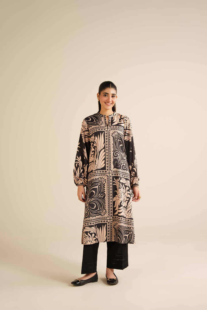 NISHATUAE - Black Printed Silk Ready to wear Tunic