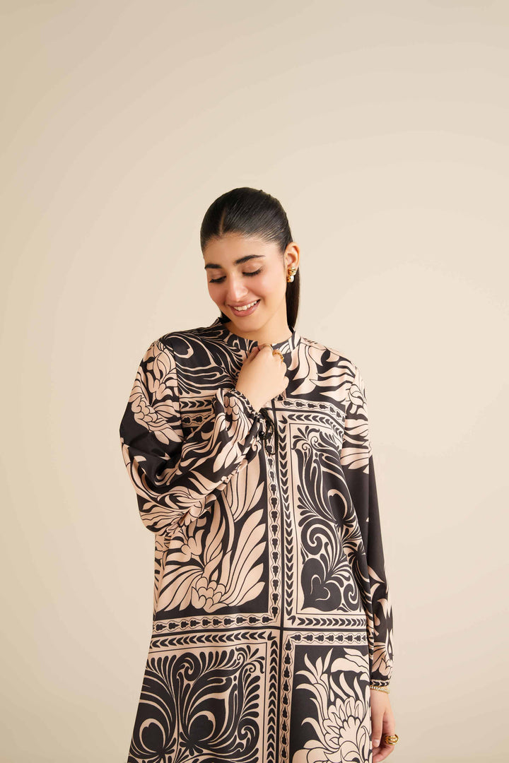 NISHATUAE - Black Printed Silk Ready to wear Tunic