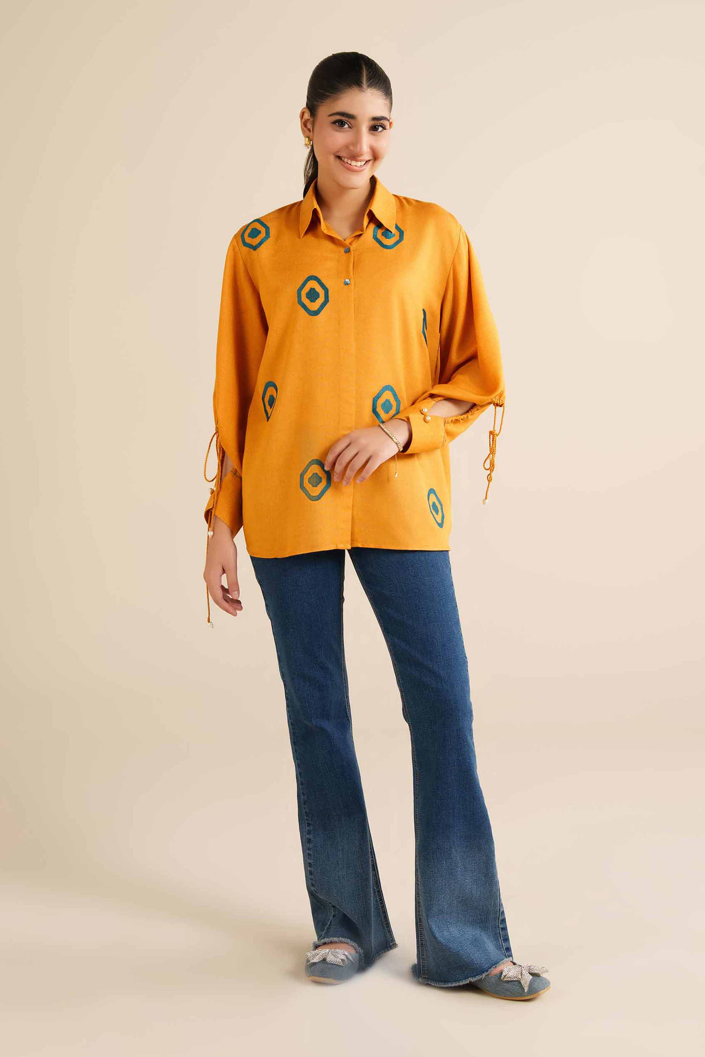 NishatUAE - Yellow Embroidered Karandi Ready To Wear Tunic