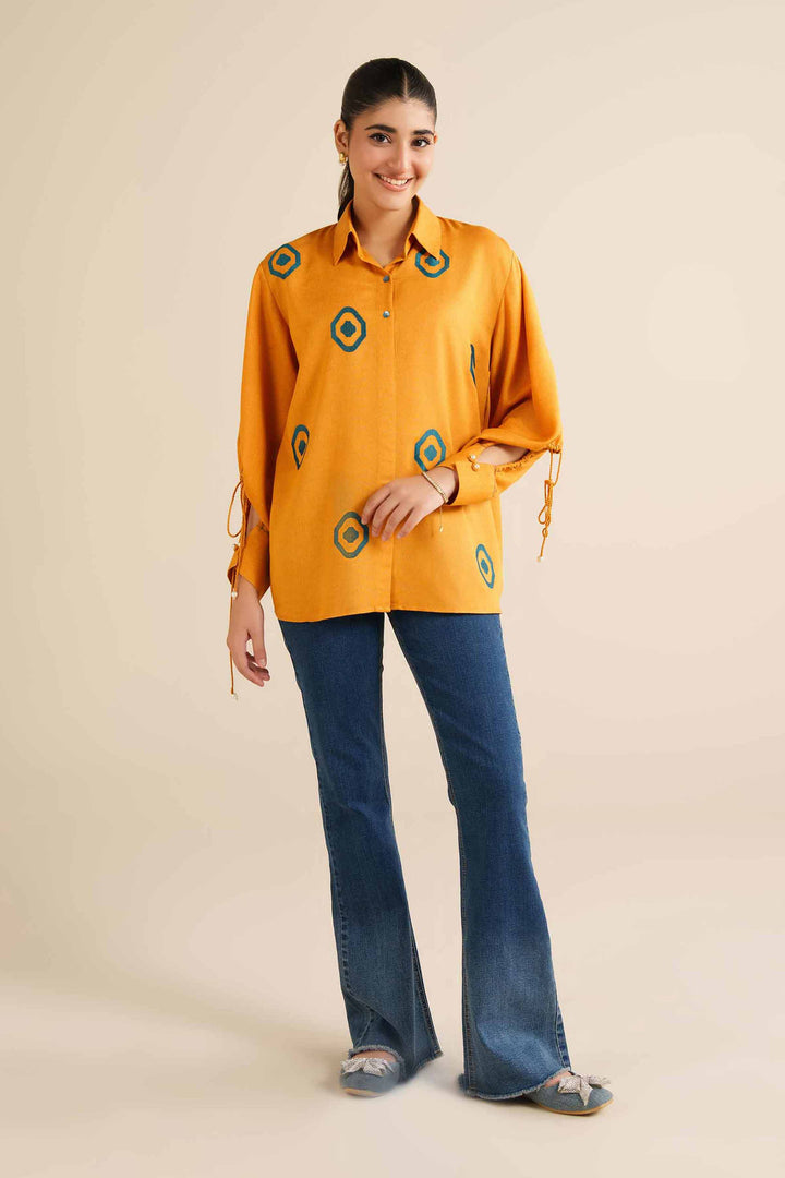 NishatUAE - Yellow Embroidered Karandi Ready To Wear Tunic