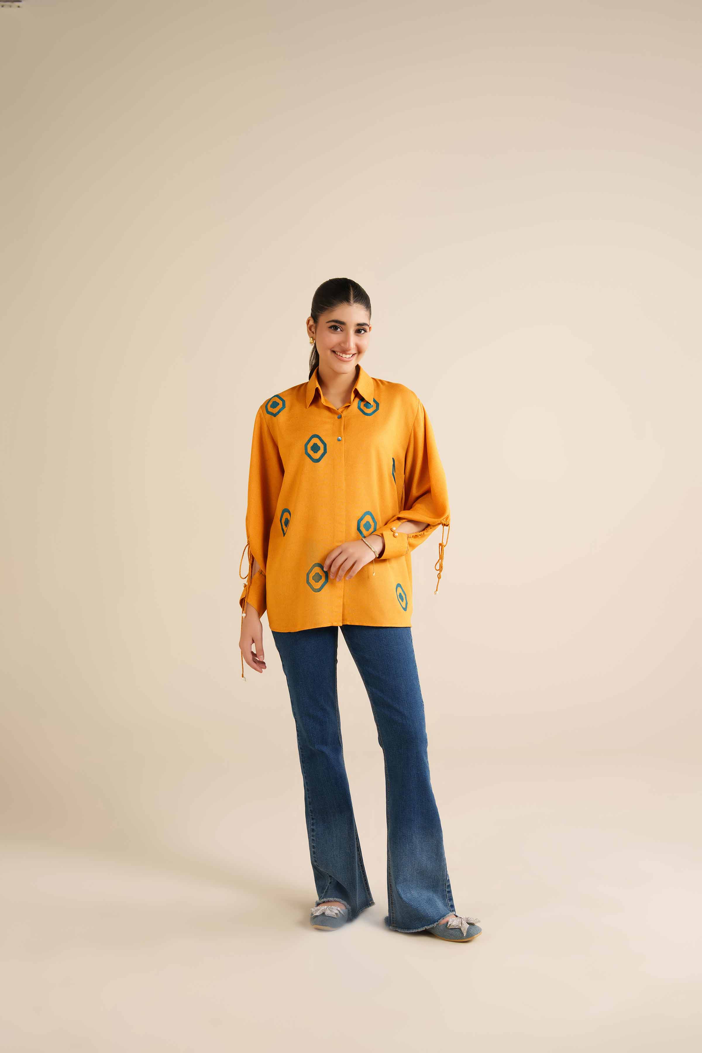NishatUAE - Yellow Embroidered Karandi Ready To Wear Tunic