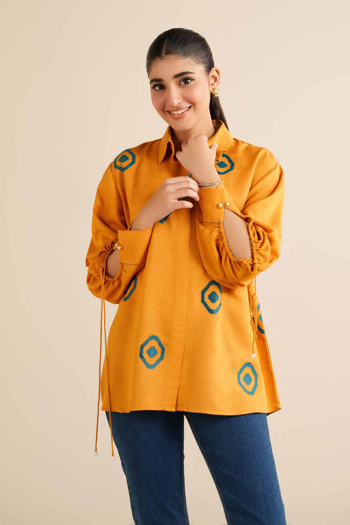 NishatUAE - Yellow Embroidered Karandi Ready To Wear Tunic