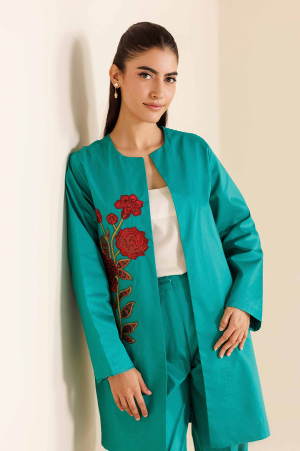 NISHATUAE - Green Embroidered Silk 2-piece Ready to wear Dress