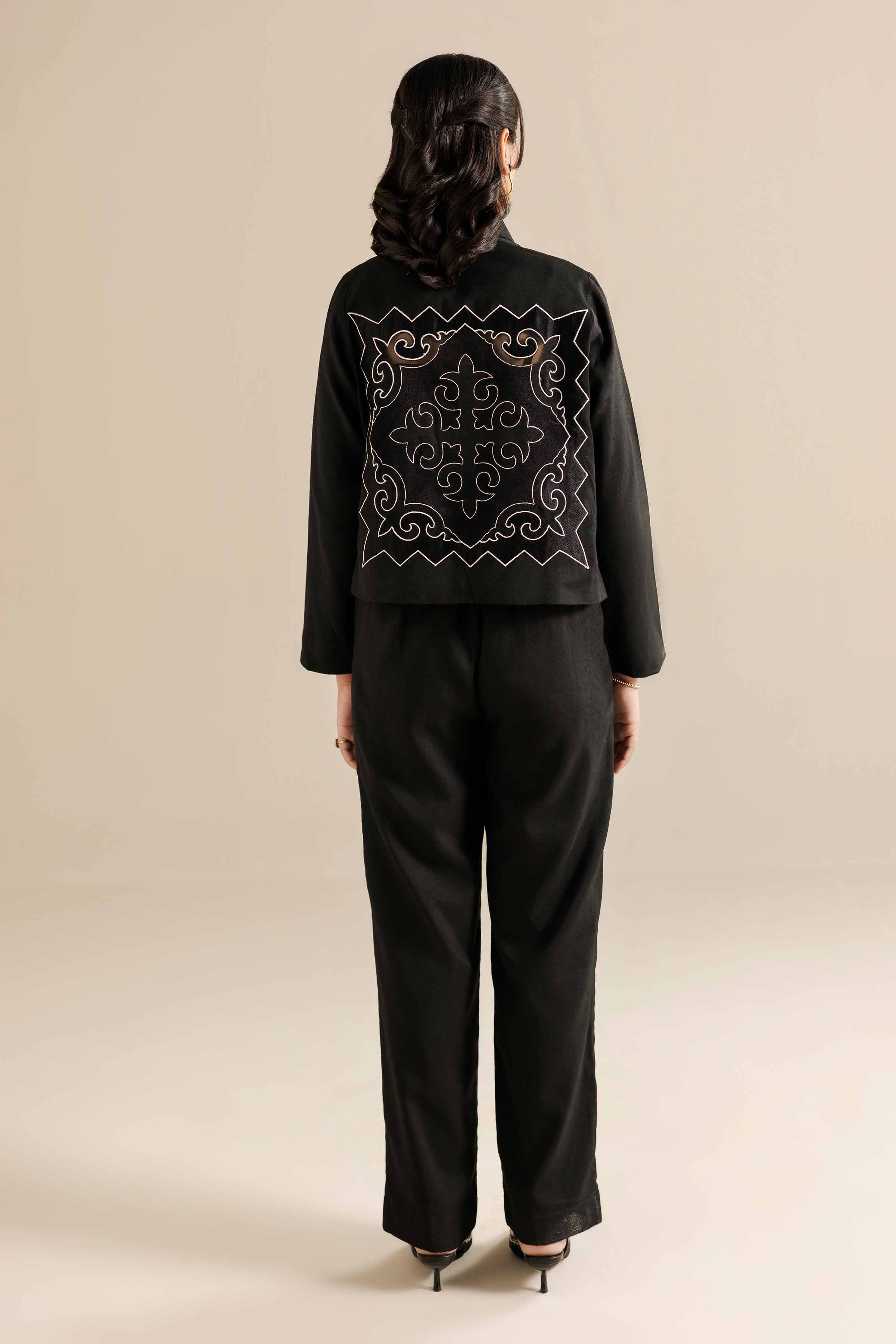 NISHATUAE - Black Embroidered Silk 2-piece Ready to wear Dress