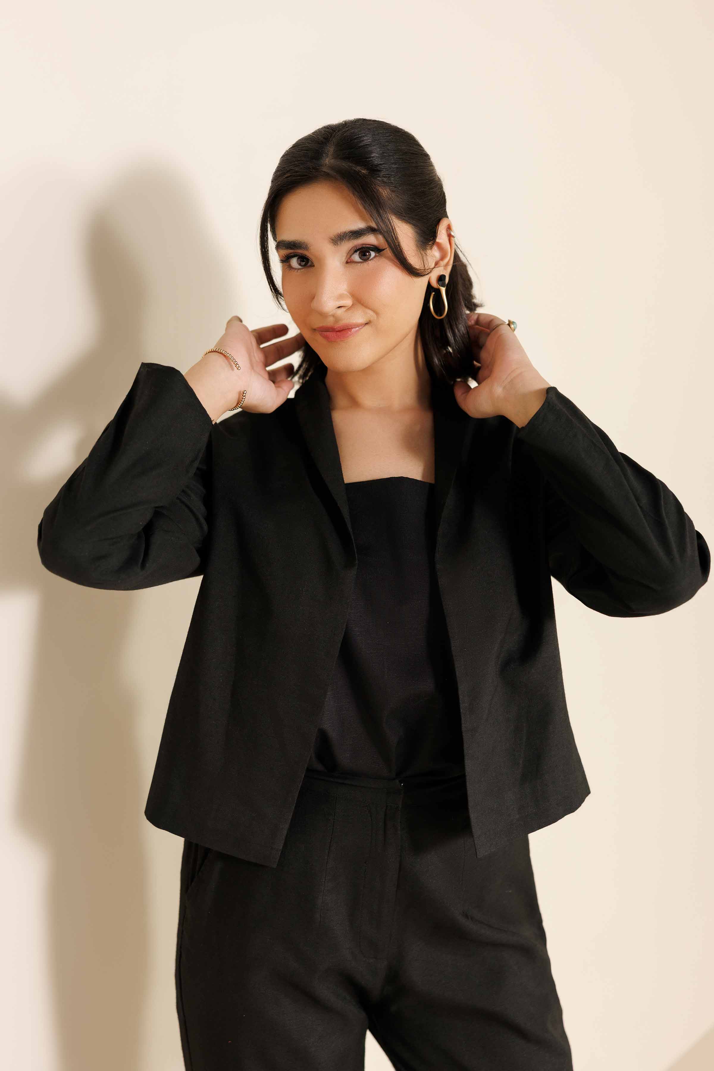 NISHATUAE - Black Embroidered Silk 2-piece Ready to wear Dress