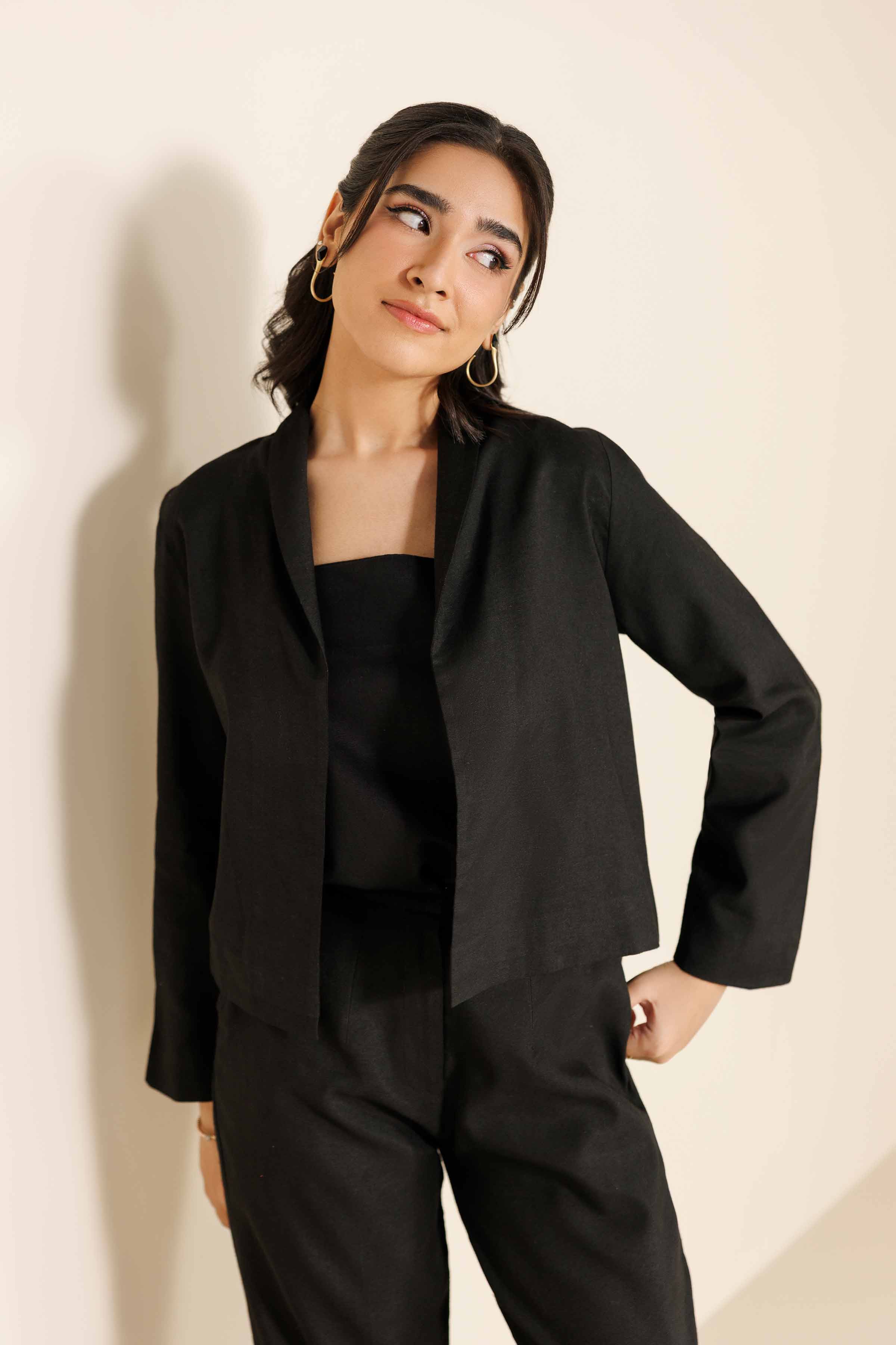 NISHATUAE - Black Embroidered Silk 2-piece Ready to wear Dress