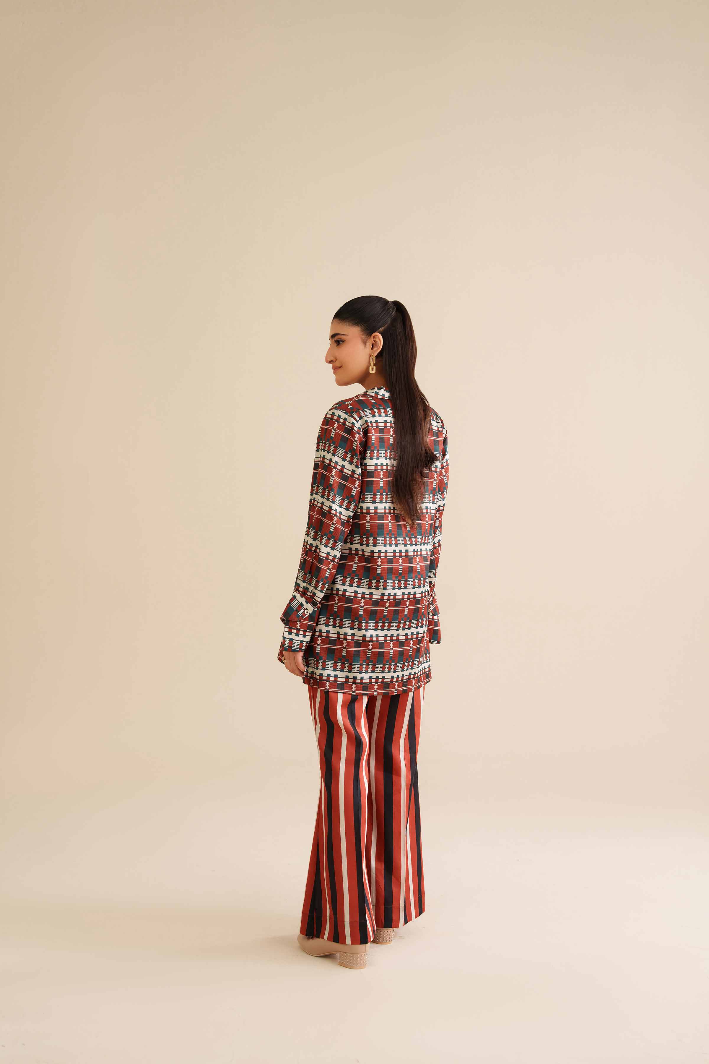 NISHATUAE - Rust Printed Satin 2-piece Ready to wear Dress