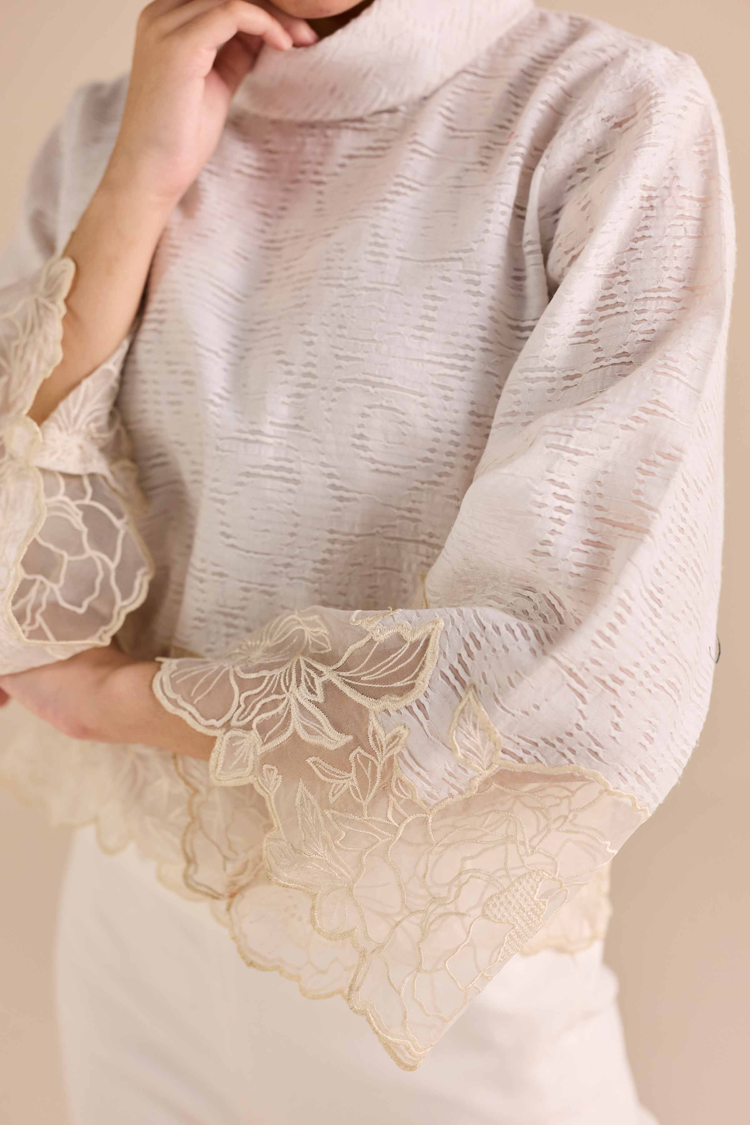 NishatUAE -  White Embroidered Broshia Ready to wear Tunic