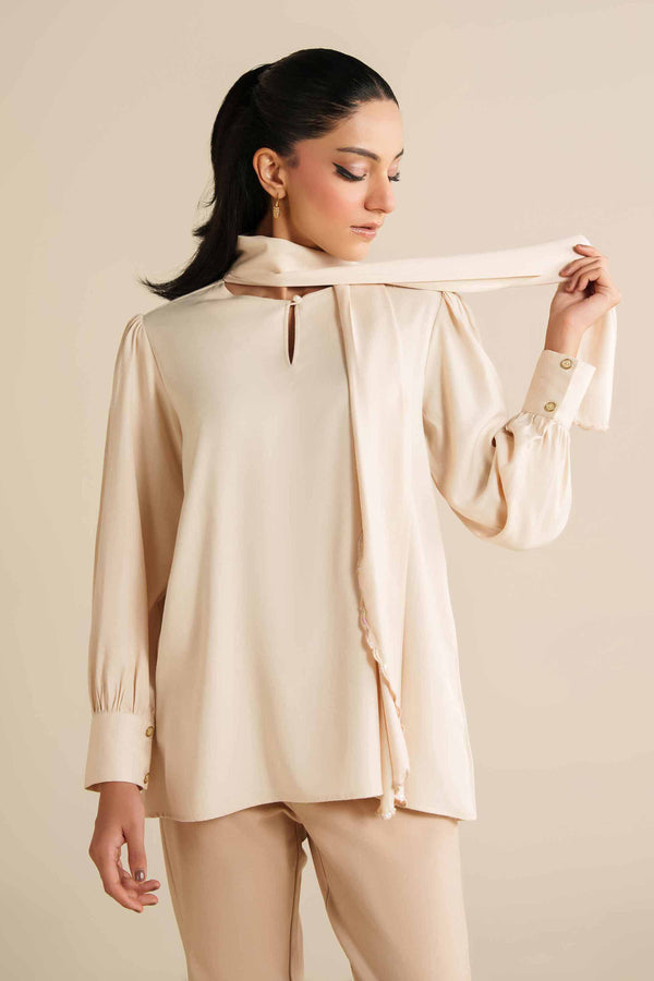 NishatUAE - Ivory Embroidered Grip Ready To Wear Tunic