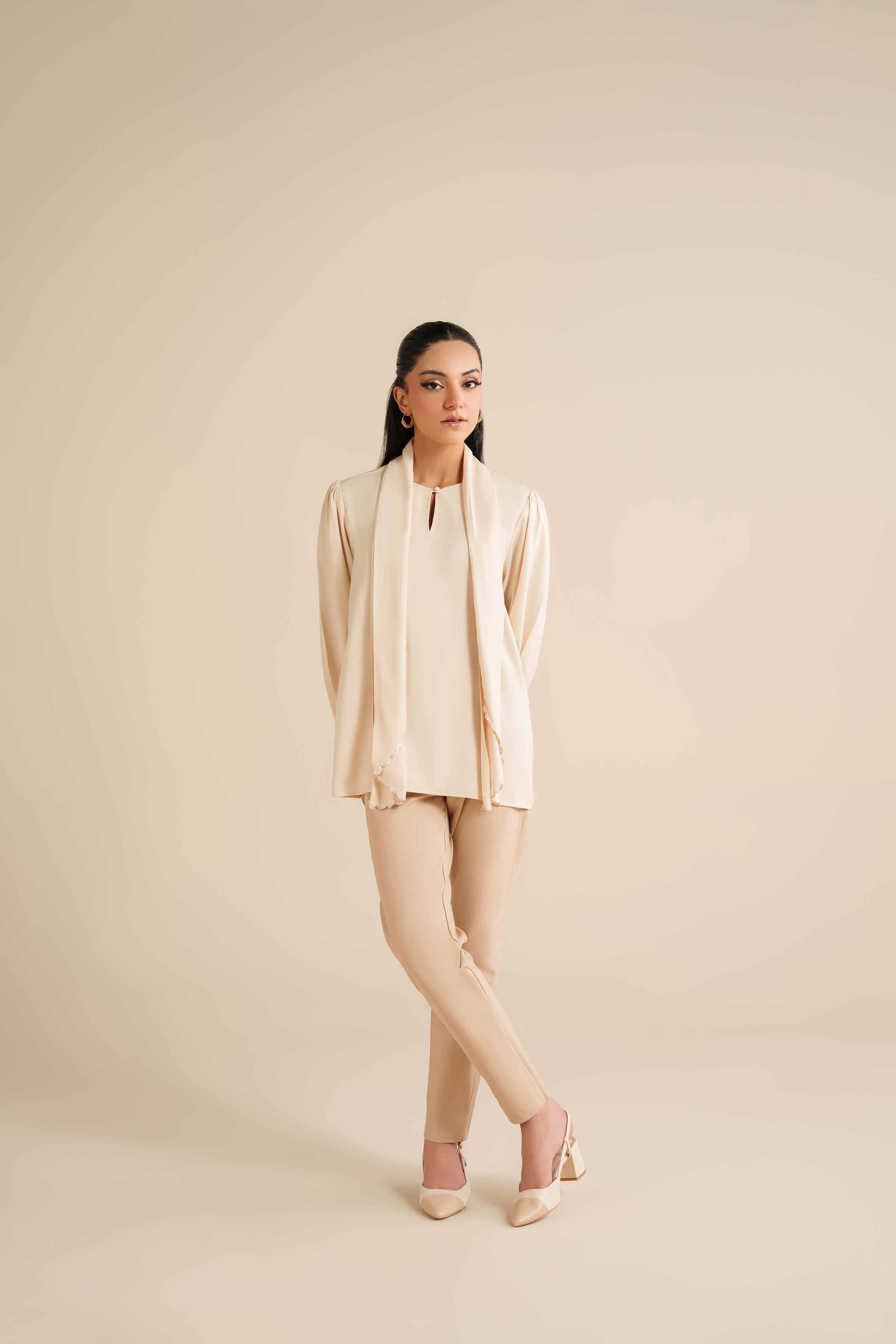 NishatUAE - Ivory Embroidered Grip Ready To Wear Tunic