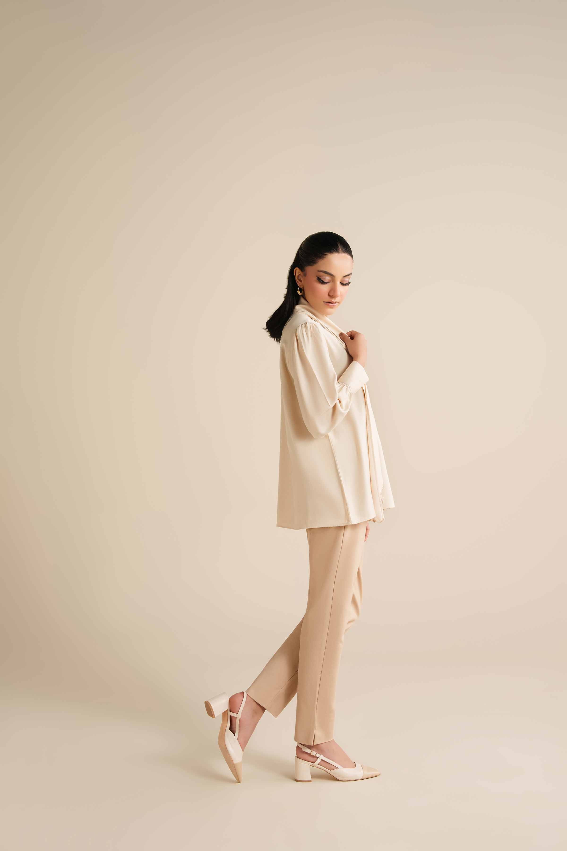 NishatUAE - Ivory Embroidered Grip Ready To Wear Tunic