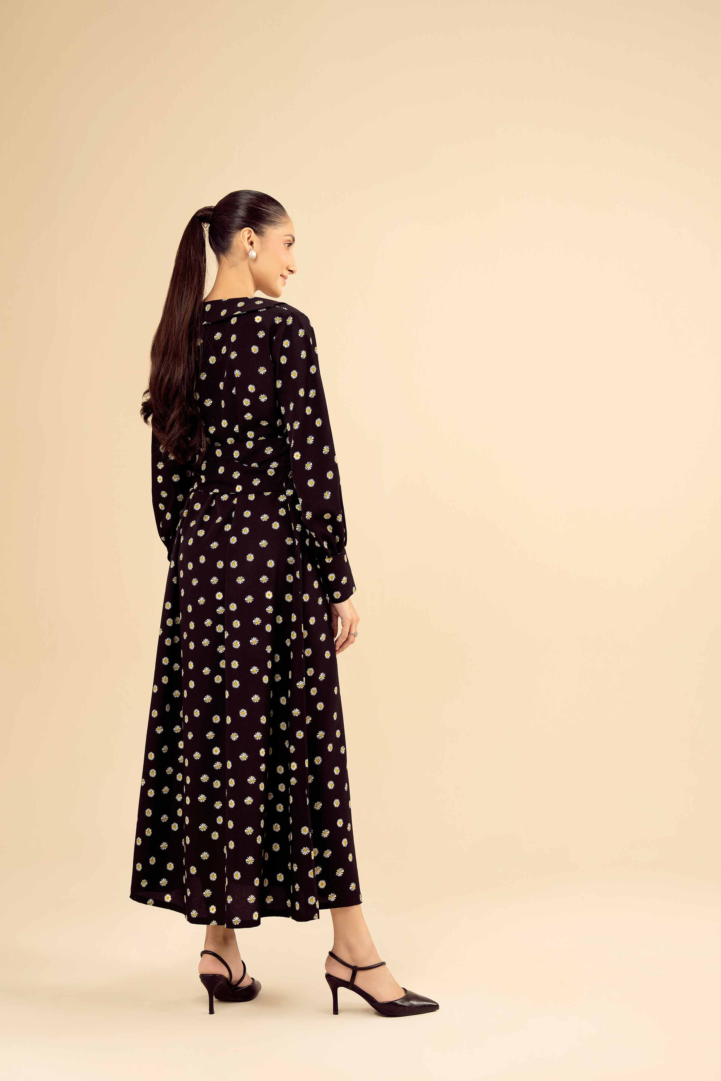 NISHATUAE - Black Printed Grip Ready to wear Dress