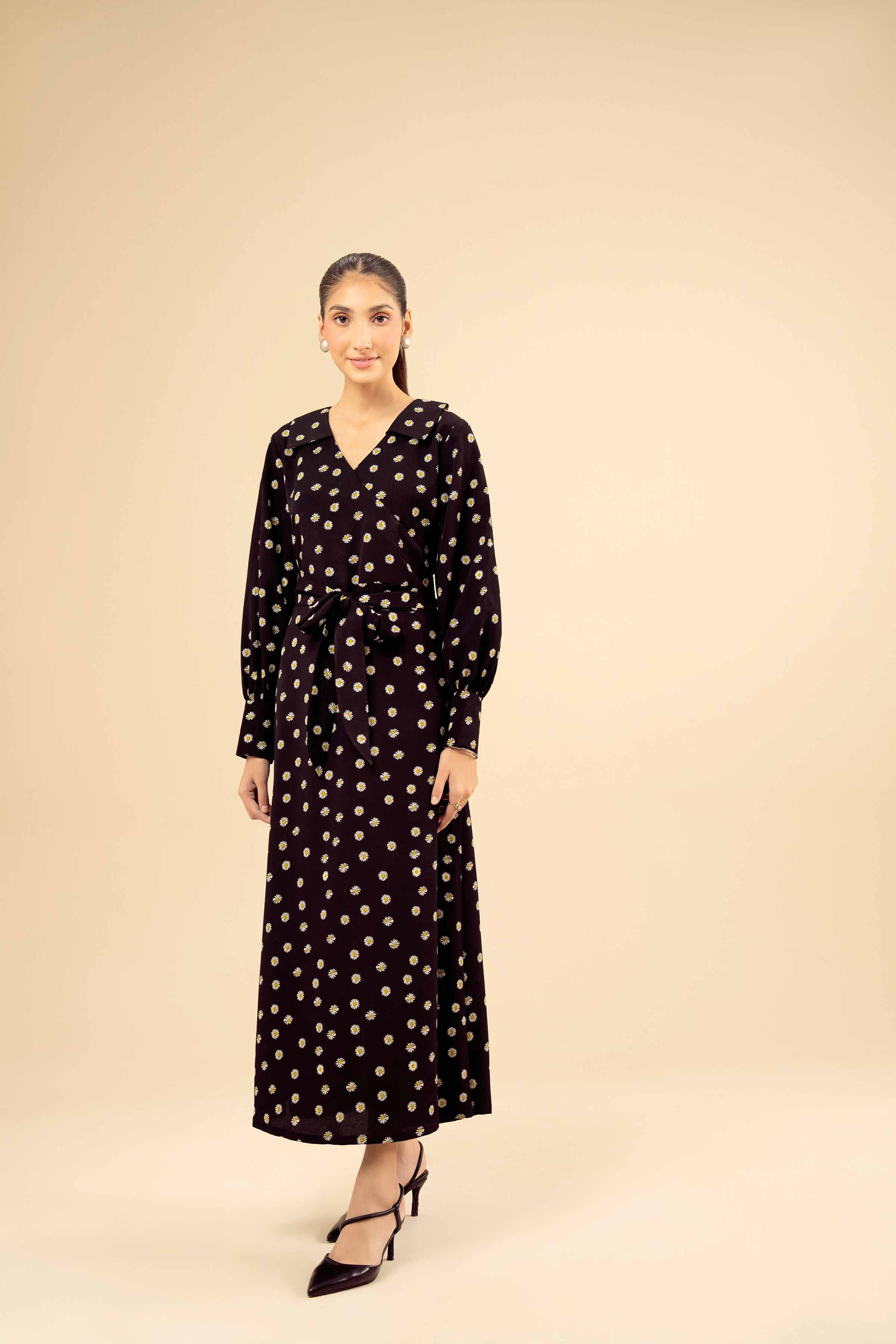 NISHATUAE - Black Printed Grip Ready to wear Dress