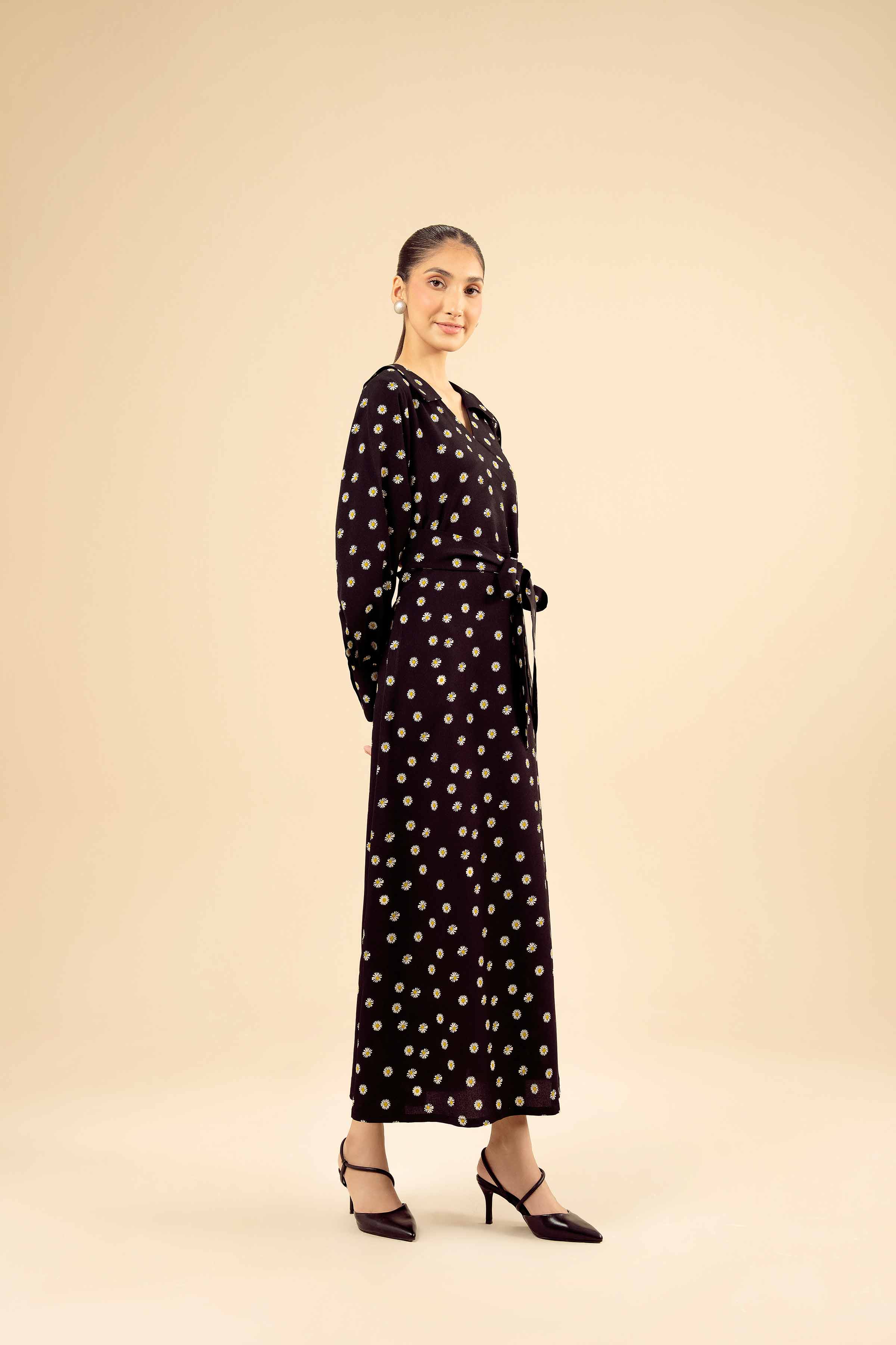 NISHATUAE - Black Printed Grip Ready to wear Dress