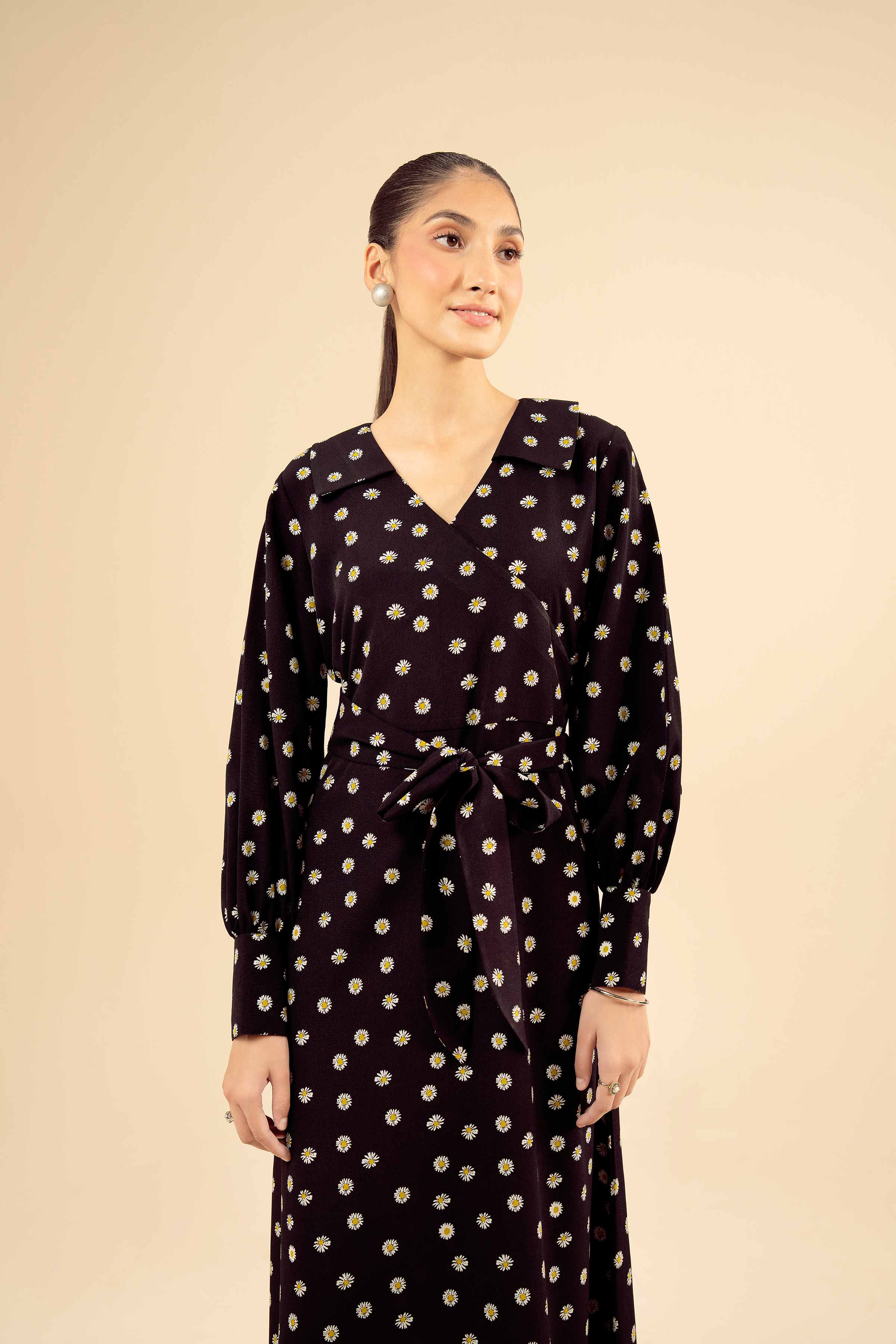 NISHATUAE - Black Printed Grip Ready to wear Dress