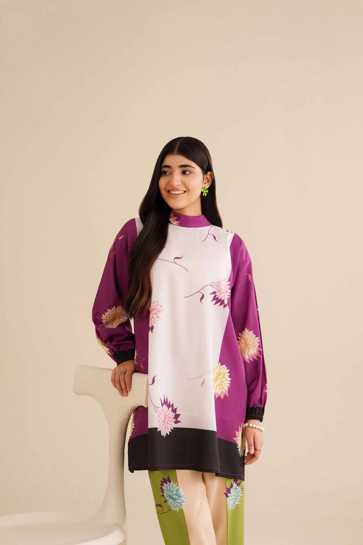 NISHATUAE - Purple Printed Silk 2-piece Ready to wear Dress