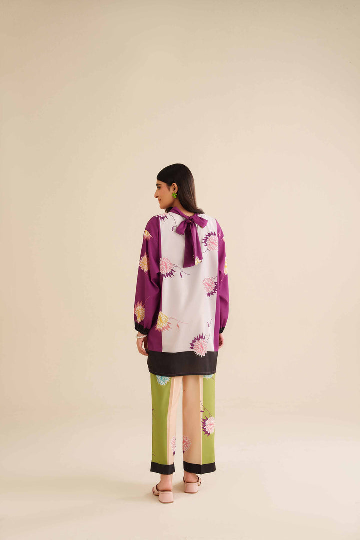 NISHATUAE - Purple Printed Silk 2-piece Ready to wear Dress