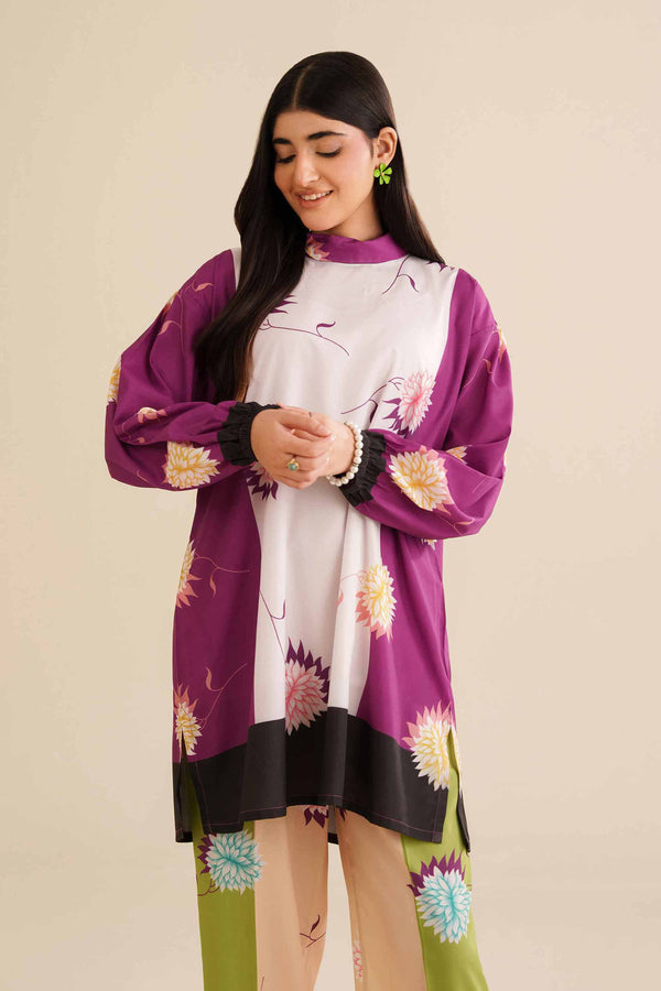NISHATUAE - Purple Printed Silk 2-piece Ready to wear Dress