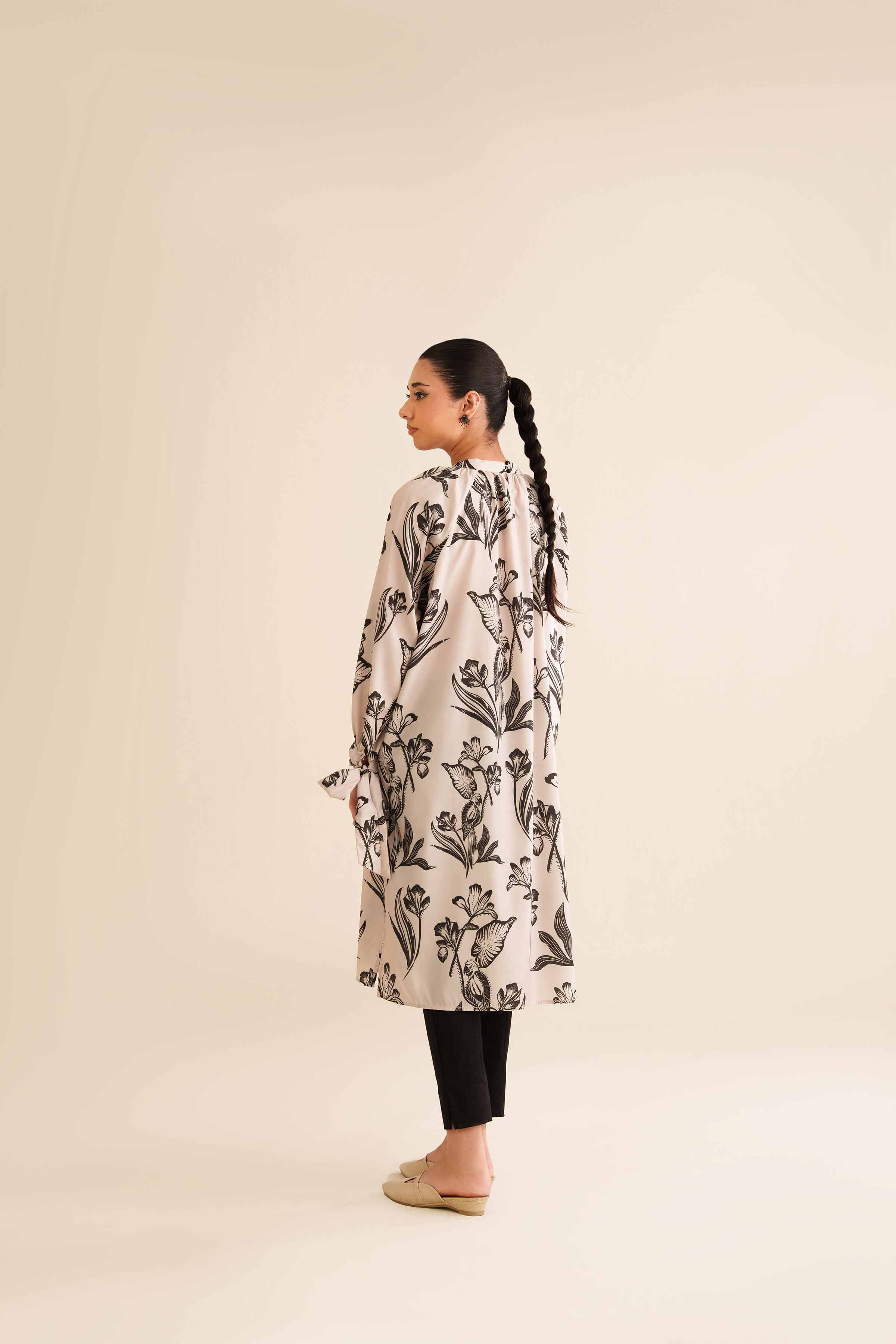 NISHATUAE - Beige Printed Silk Ready to wear Tunic