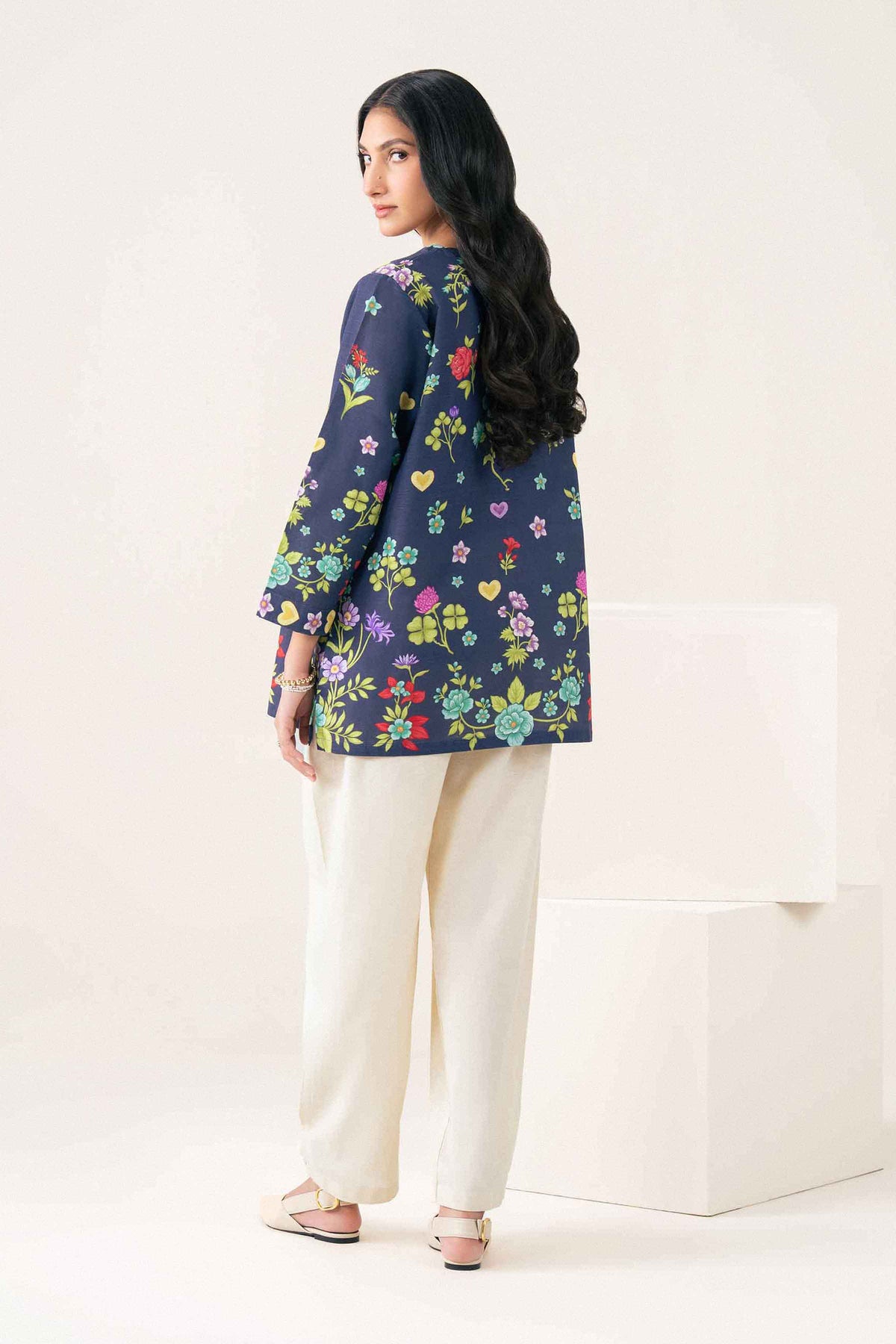 Blue Printed Tunic in Khaddar ready-to-wear