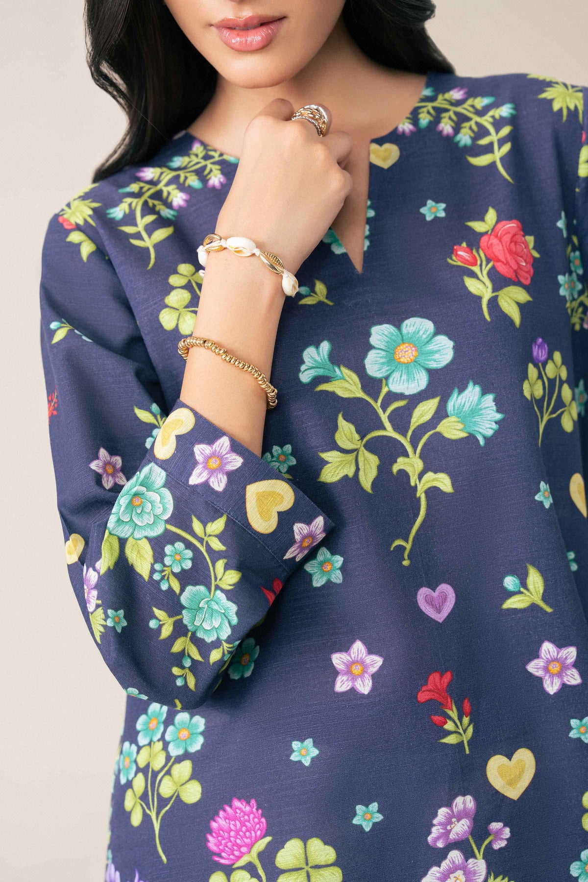 Blue Printed Tunic in Khaddar ready-to-wear