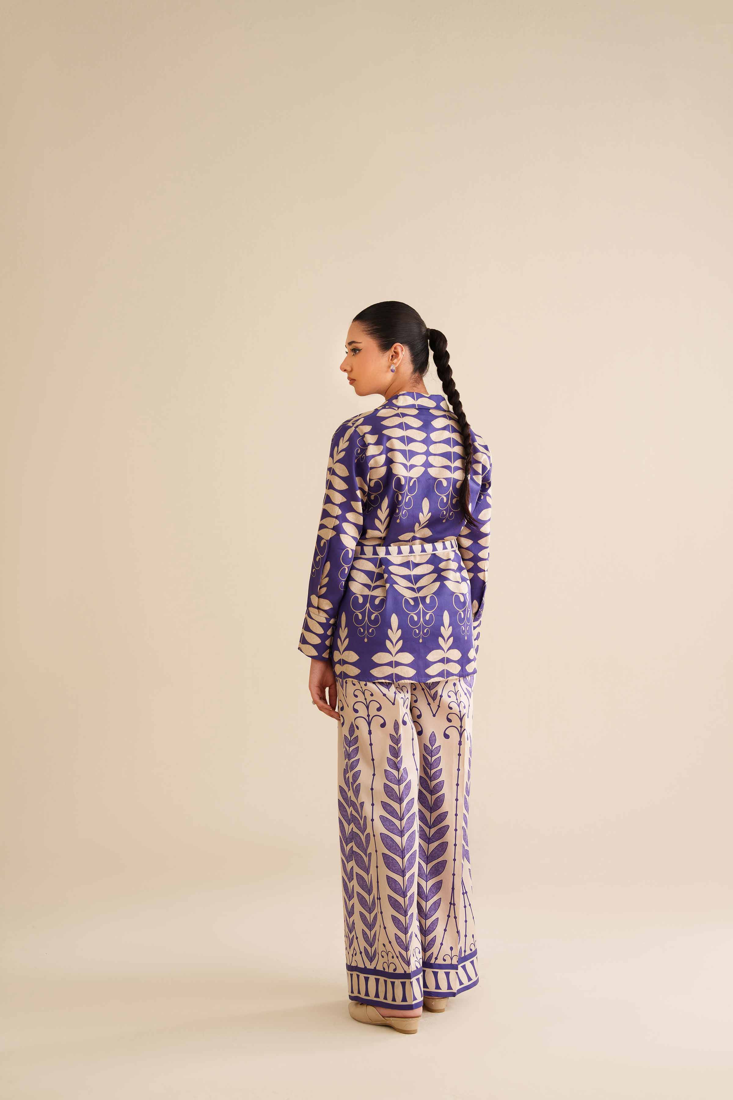 NISHATUAE - Blue Printed Satin 2-piece Ready to wear Dress