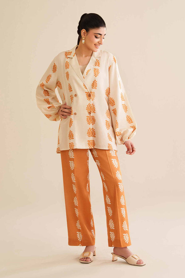 NISHATUAE - Ivory Printed Satin 2-piece Ready to wear Dress